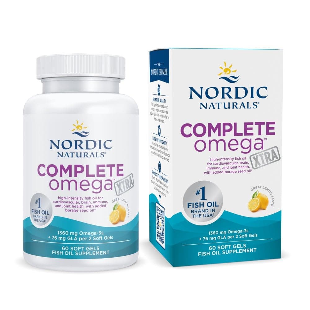 Nordic Naturals Complete Omega Xtra Fish Oil Supplement | 1360 Mg | EPA & DHA Supplement With Gla, Oa | 3 6 9 Dietary Supplement | Lemon 60 Softgel