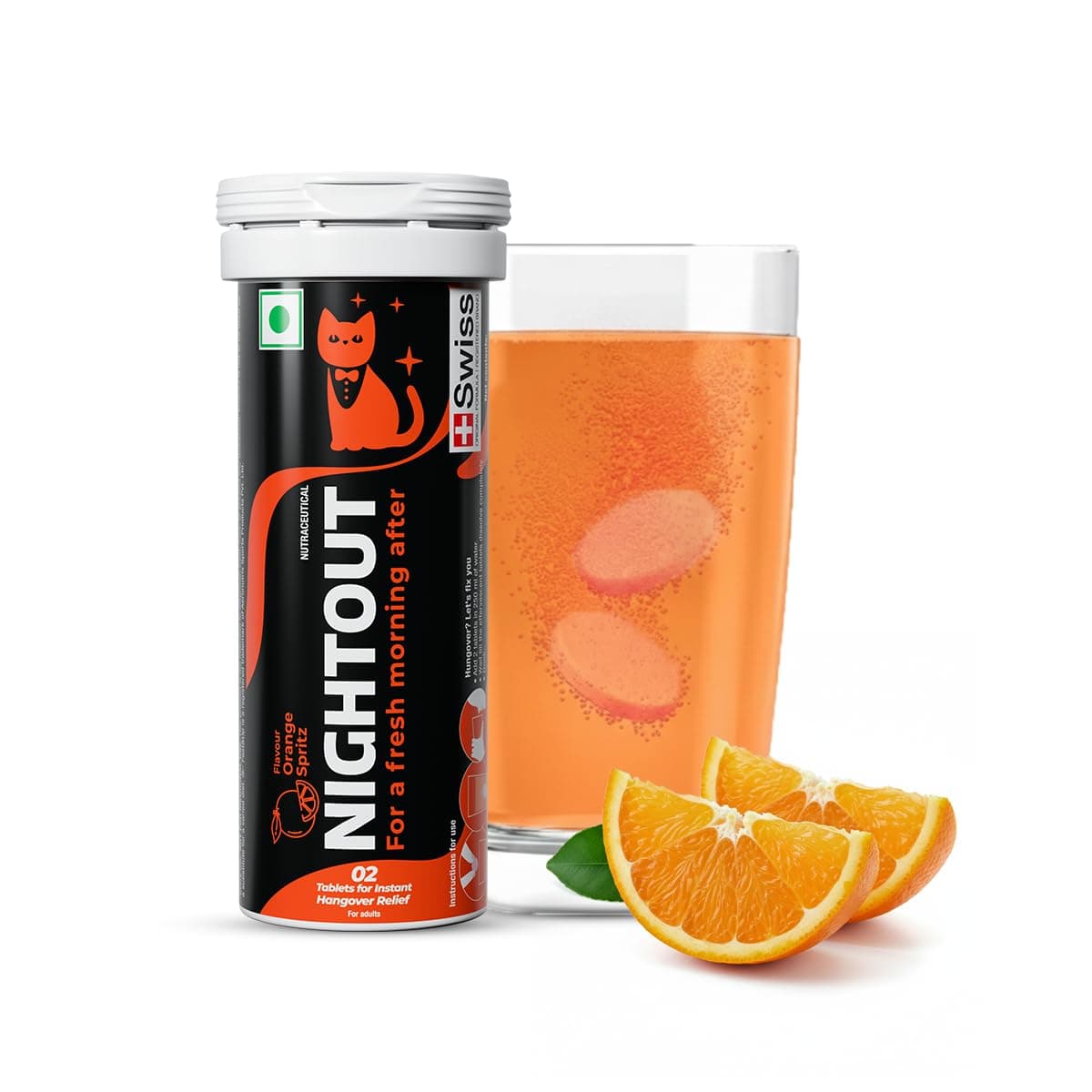 Fast&Up NightOut | 10 Effervescent tabs | Instant Hangover Relief | Helps detoxify liver | Rapid hydration & energy | Helps prevent Hangover | Zero sugar, Orange Flavour