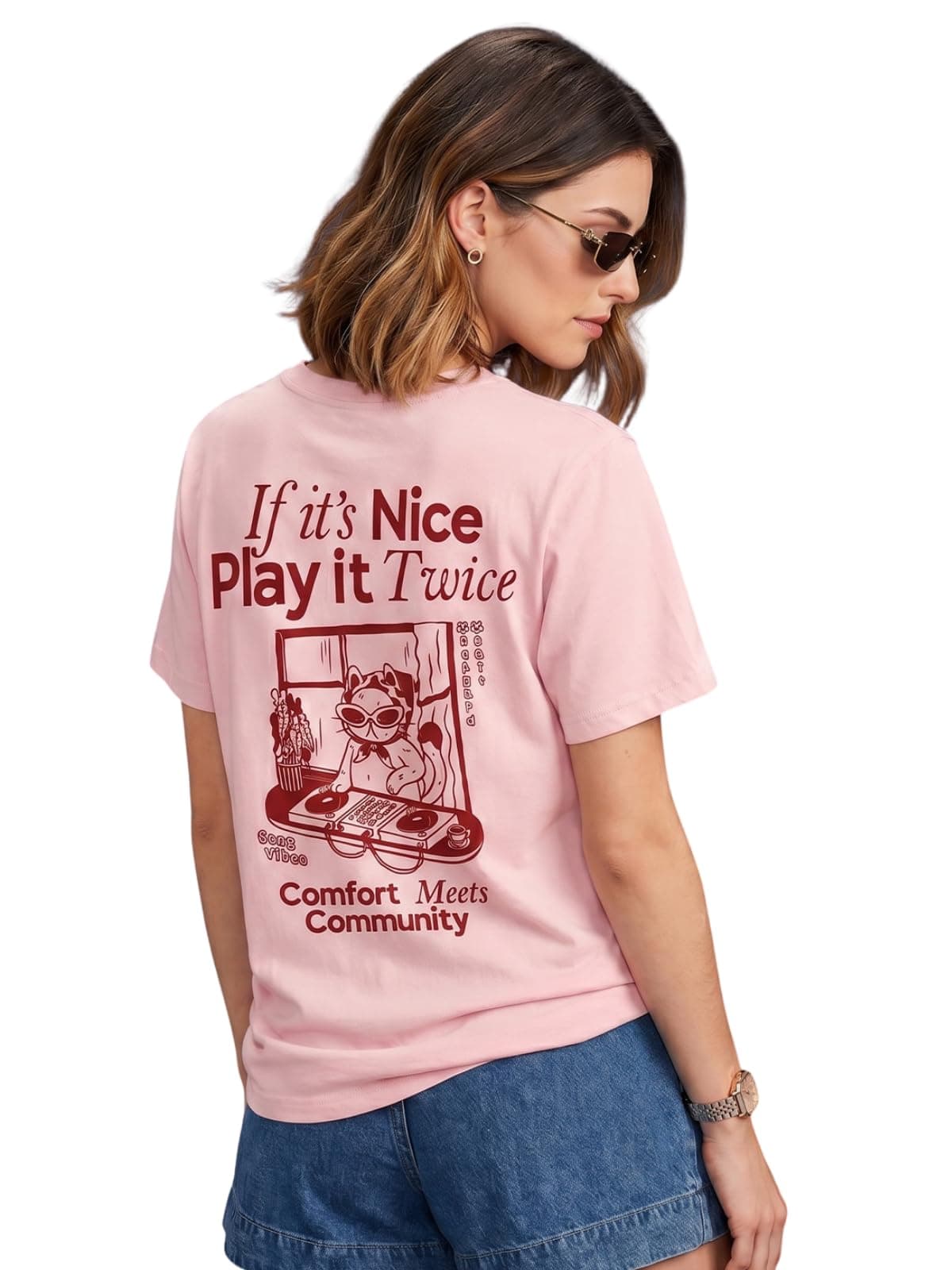 JUNEBERRY Women Printed Regular Fit T-Shirt | Casual Graphic Round Neck Half Sleeve (S to XXL)