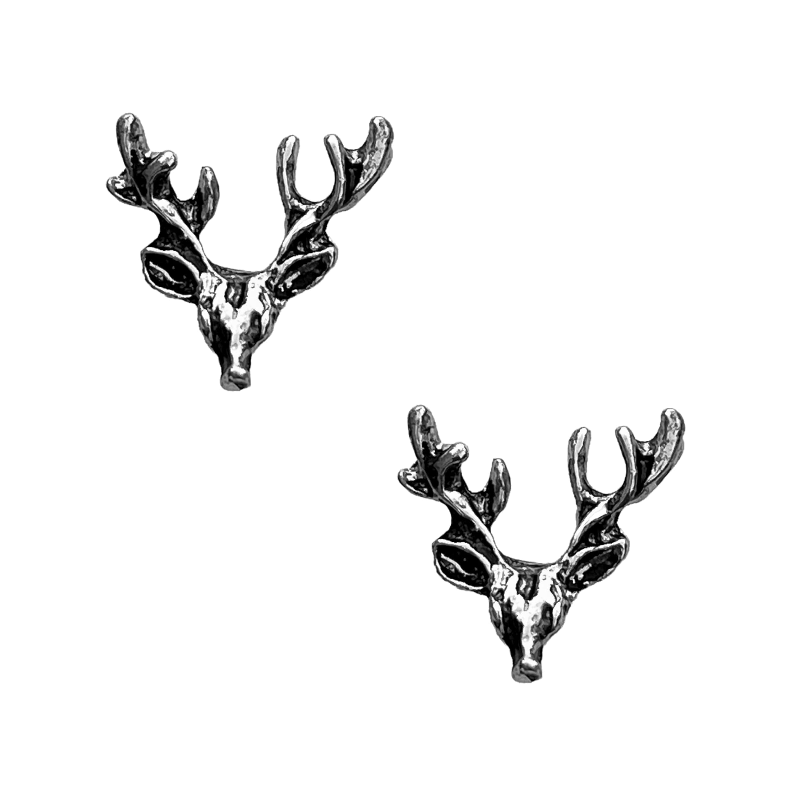 FURE Deer Head Metal Collar Pins (Rhodium) for Men and Women