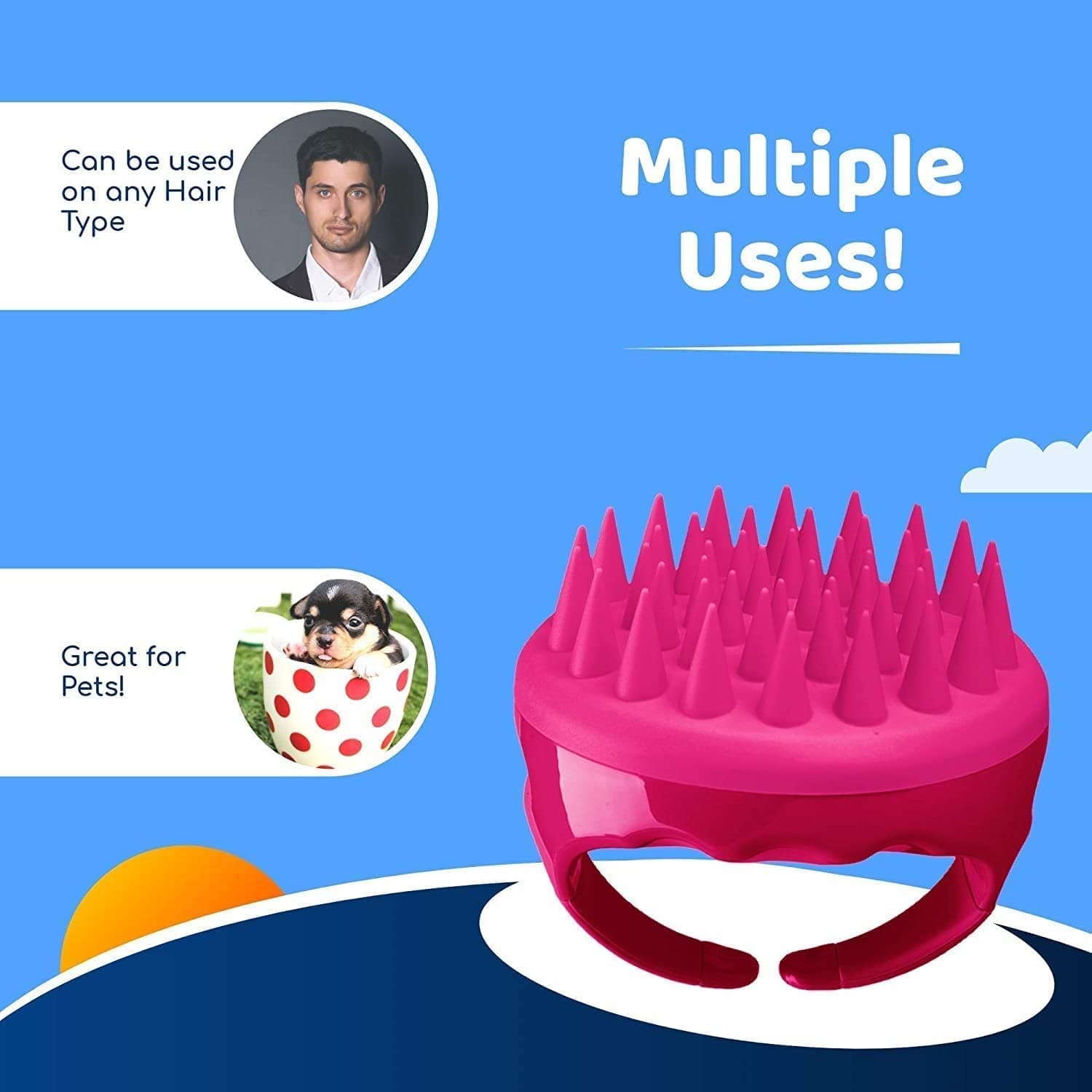 VALKYRIE Manual Scalp Massager Shampoo Brush,Eco-Friendly Wheat Straw Body With Soft Silicon Bristles, Exfoliator|Dandruff Removal,Prevents Hair Loss For unisex