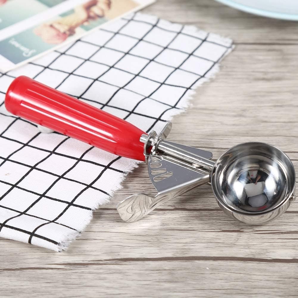 GAFFEL 1 Pc Stainless Steel Ice Cream Scoop Plastic Handle Kitchen Tool(5.2CM-Red Cookie Scooper)