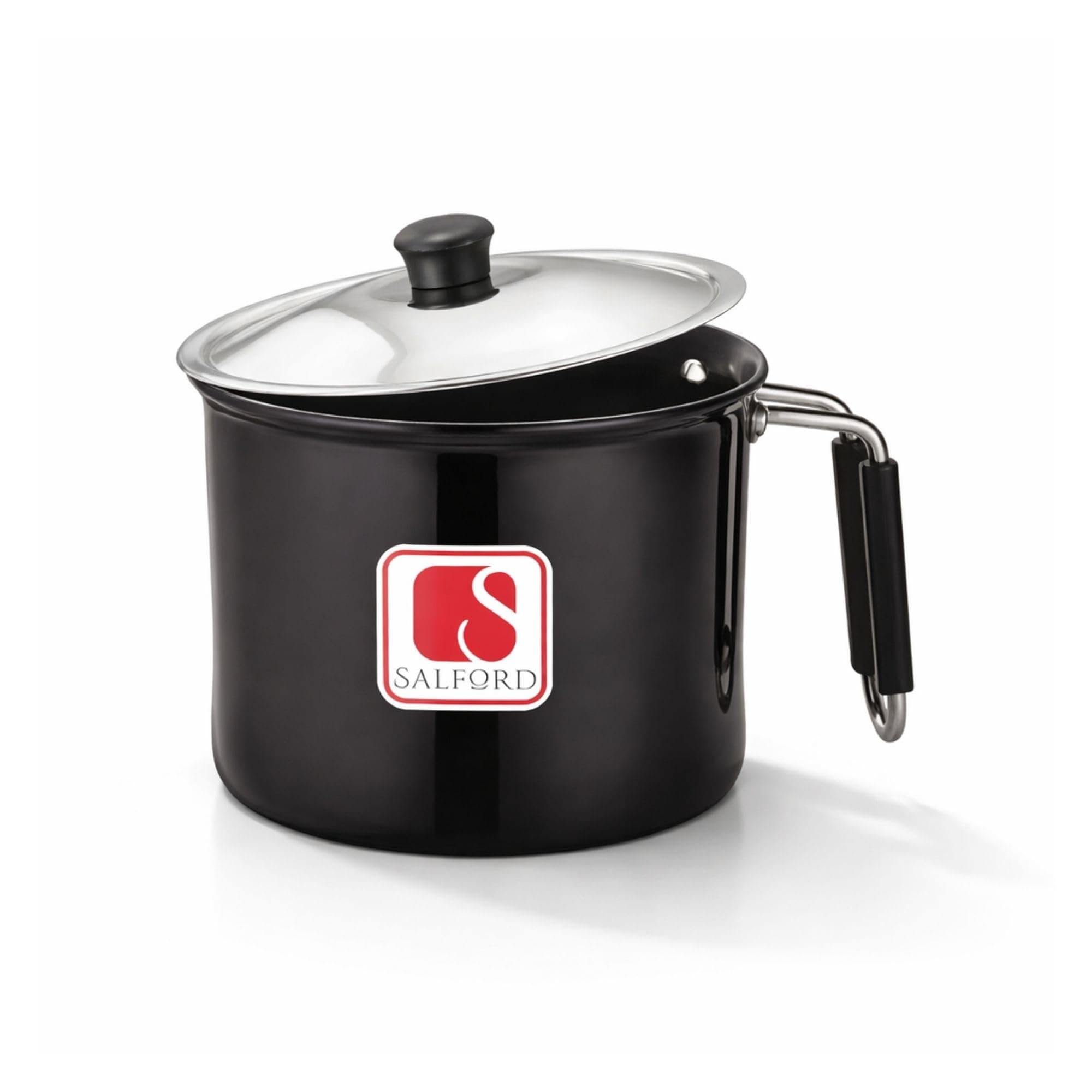 Salford Hard Anodised Induction Base Milk Pot Milk Pan Milk Boiler with Stainless Steel Lid 2.25 litres | Cool-Touch Bakelite Handle I 2 Years Warranty I Black