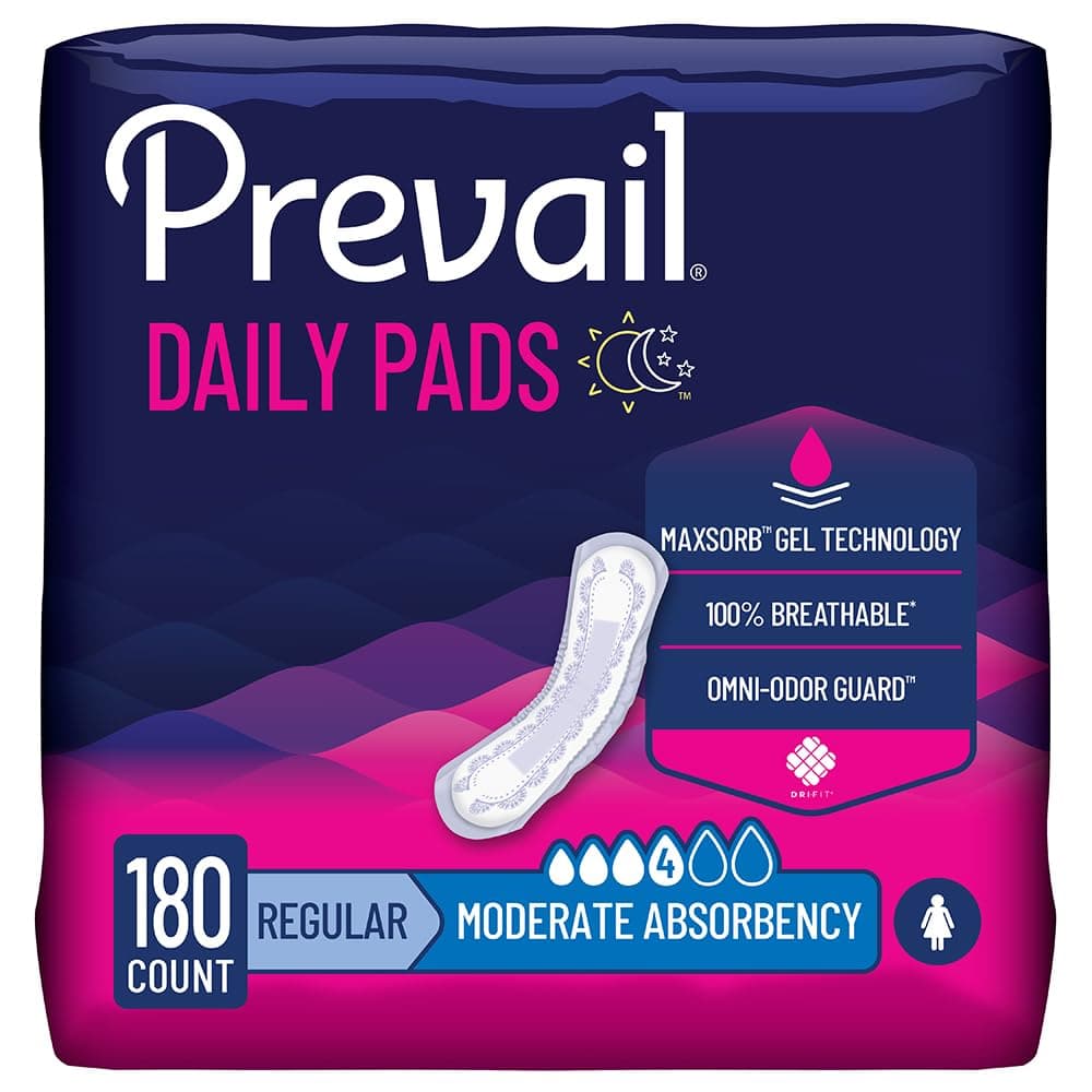 Prevail Moderate Absorbency Incontinence Bladder Control Pads, Regular, 20-Count, Pack of 9