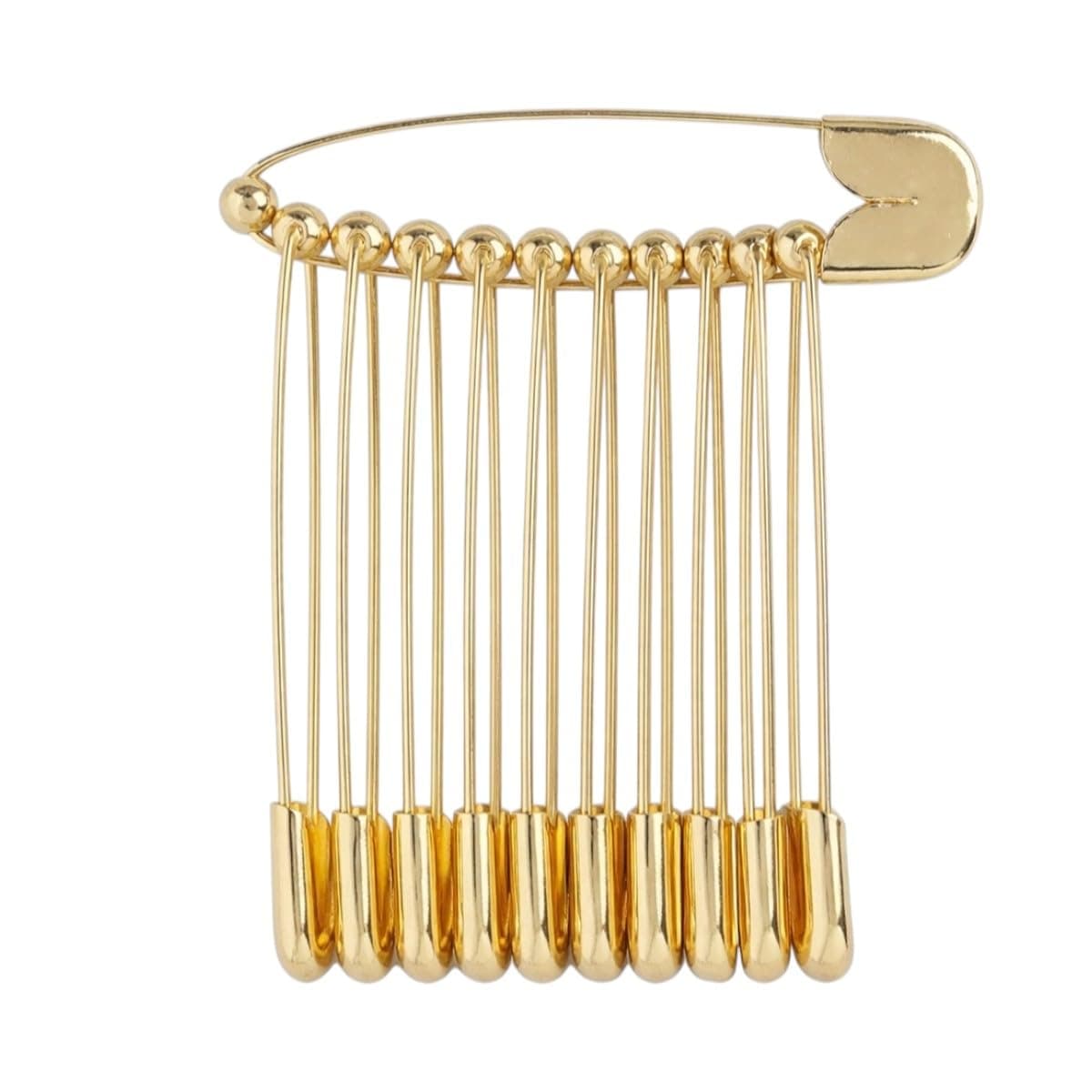 ACCESSHER Modern Minimalist Gold-Plated Stainless Steel Safety Brooches – Pack of 12 Secured Hijab & Saree Clips for Women (Medium, 4cm)