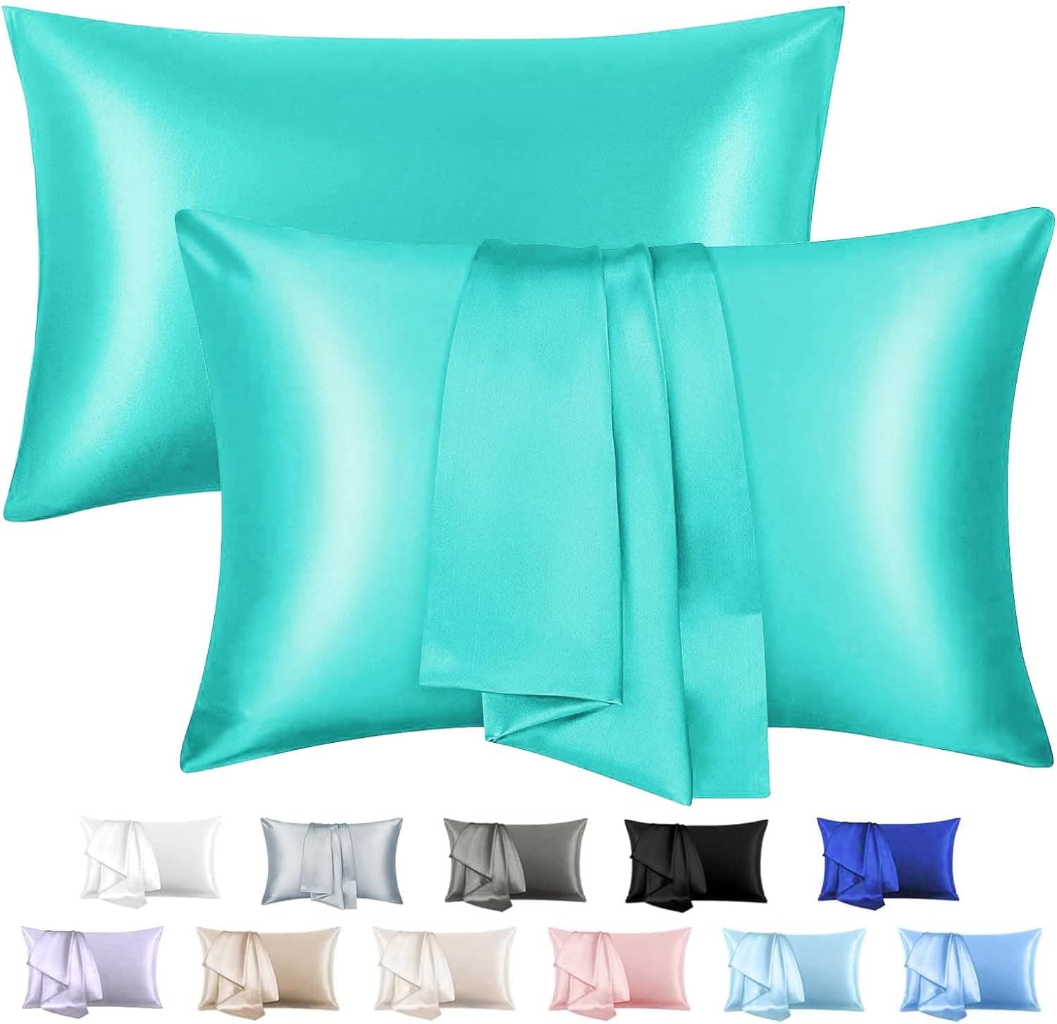 Pillow Cover RYLAN Satin Silk Pillow Cover for Hair and Skin 2 Piece with 3 Piece |Silk Pillow Covers with Envelope Closure end Design|Silk Pillow Cases 600 TC (Turki)