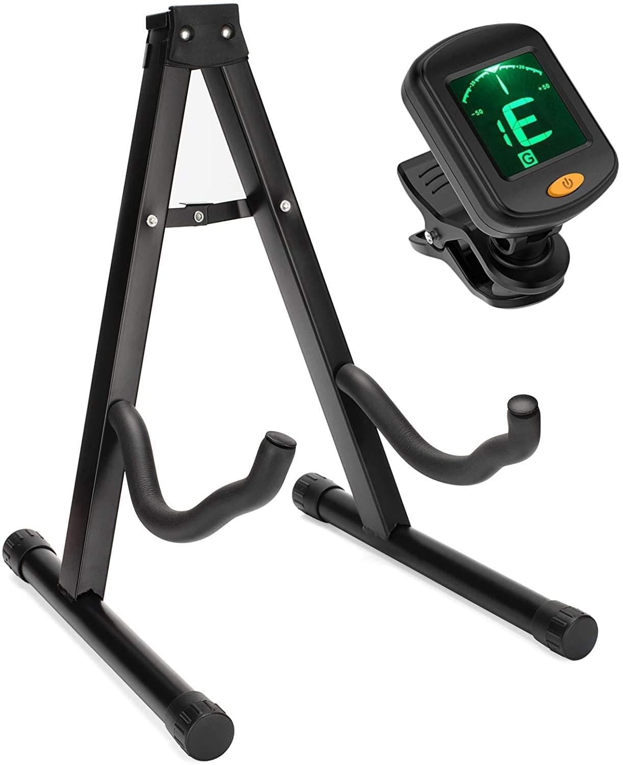 Mustang Heavy Duty Folding Universal Guitar Stand Fits Acoustic, Classical, Electric Guitar With Digital TUNER