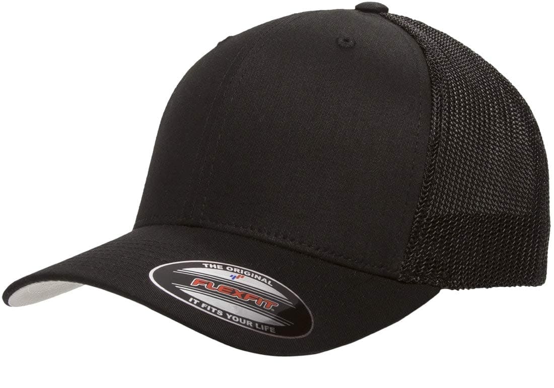Flexfit Baseball Cap Wooly Combed Cap Closure for Men, Women and Children, Opaque Unisex Adult, Black, XL-XXL