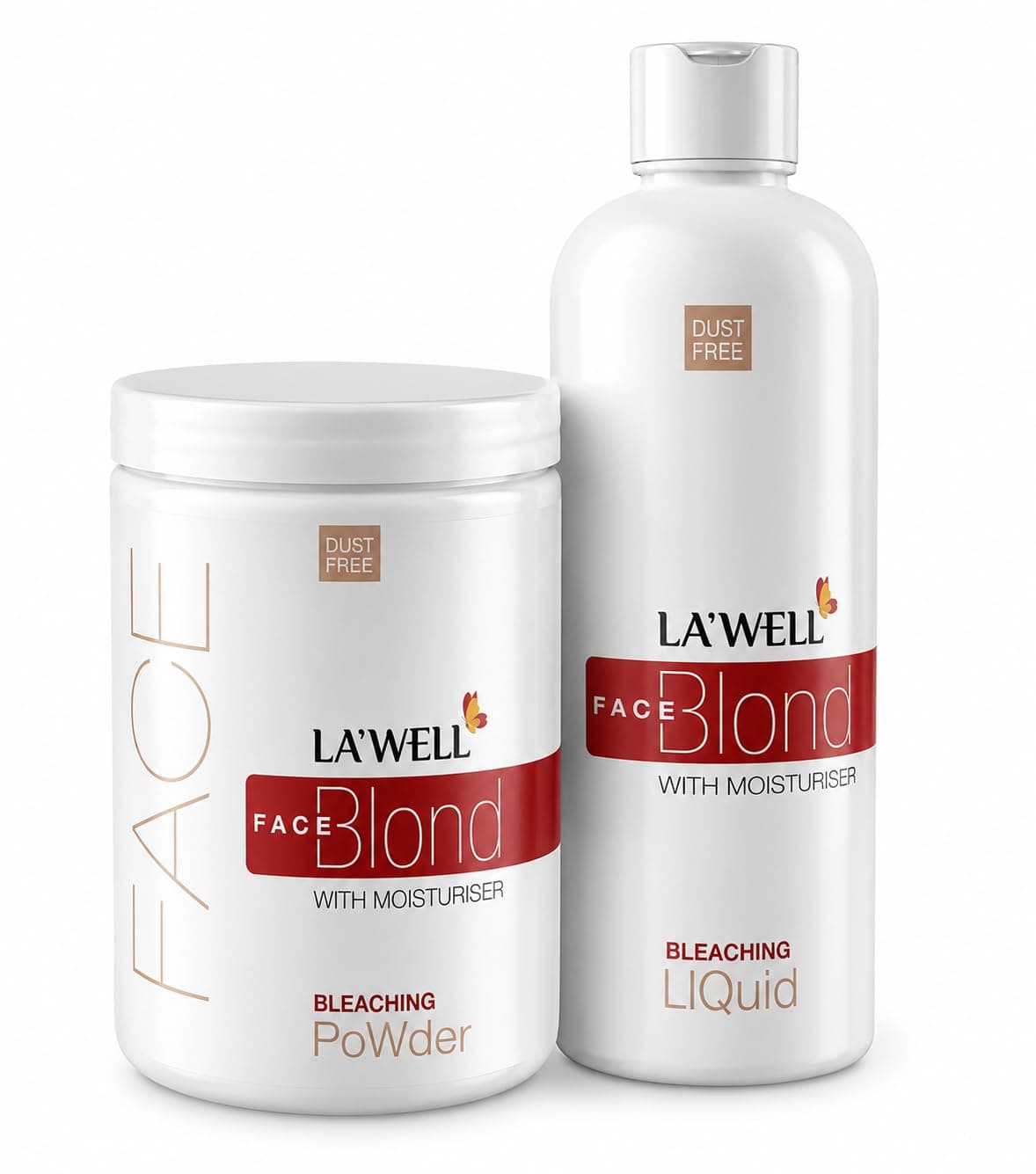 LA’WELL Face Blond Bleach Combo, Powder + Liquid Kit for Facial Hair Lightening & De-Tan Look, Face Bleach for Men & Women, Home & Salon Use, 650 g
