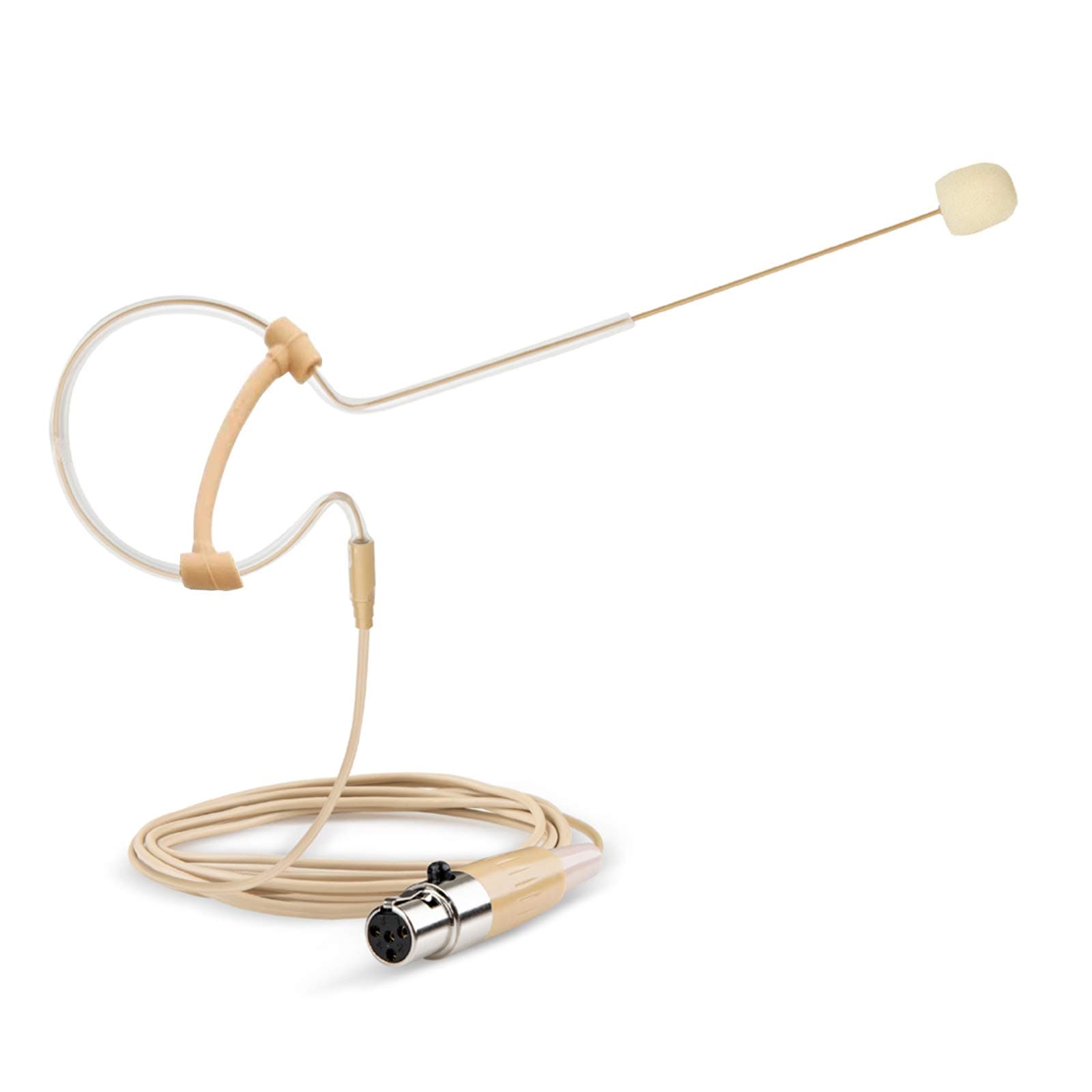 Sujeetec Headset Microphone Headworn Single Earset Over Ear Hanging Condenser Mic for Shure Wireless System Bodypack Transmitter, Ideal for Singing, Churches, Stage Performance – Beige