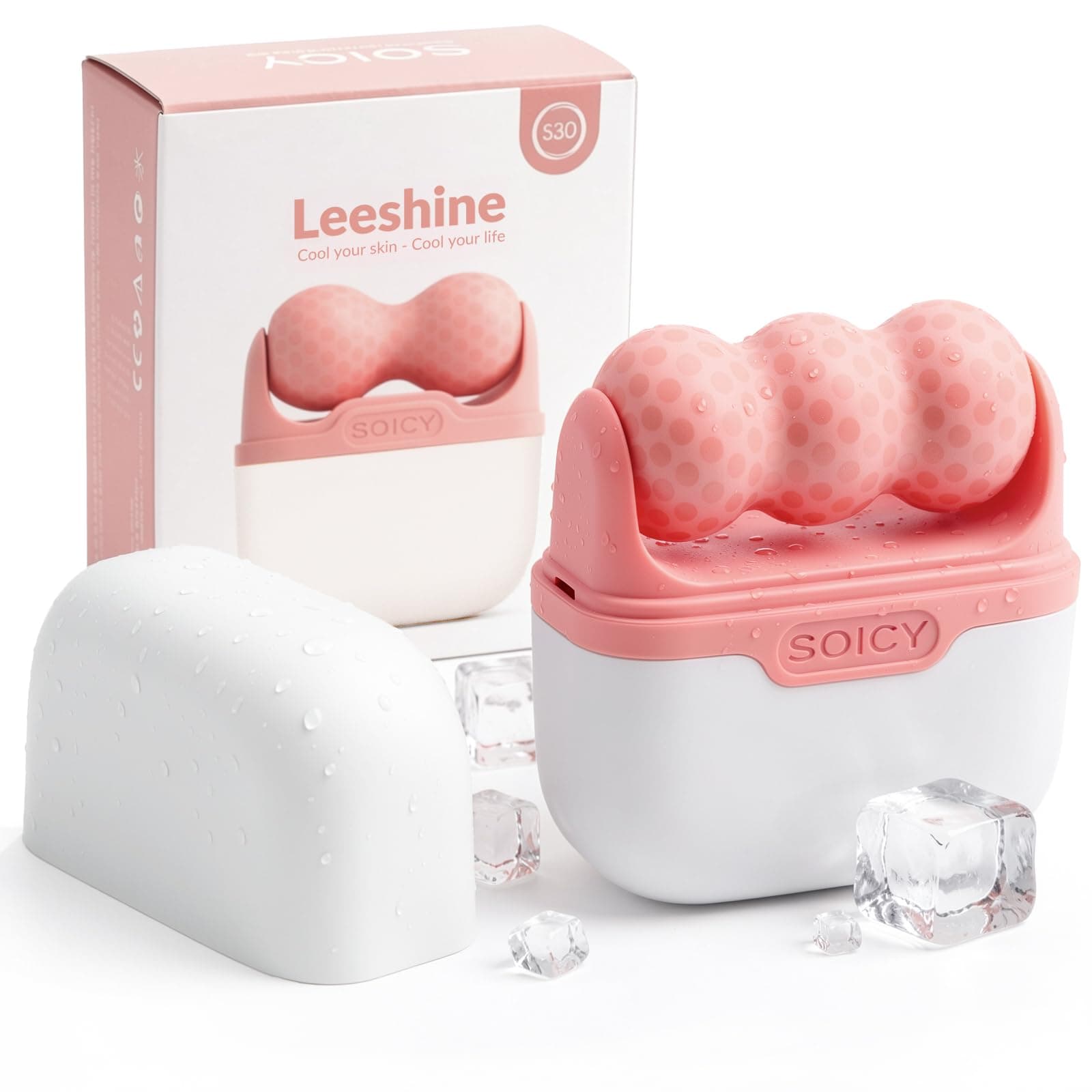 Leeshine Ice Roller For Face And Eyes - 2 Roller Facial Skin Care Tools Cold Face Ice Roller Massager To Relief Puffiness, Migraine Pain, Wrinkle. Women's Gift (2-In-1 Pink)