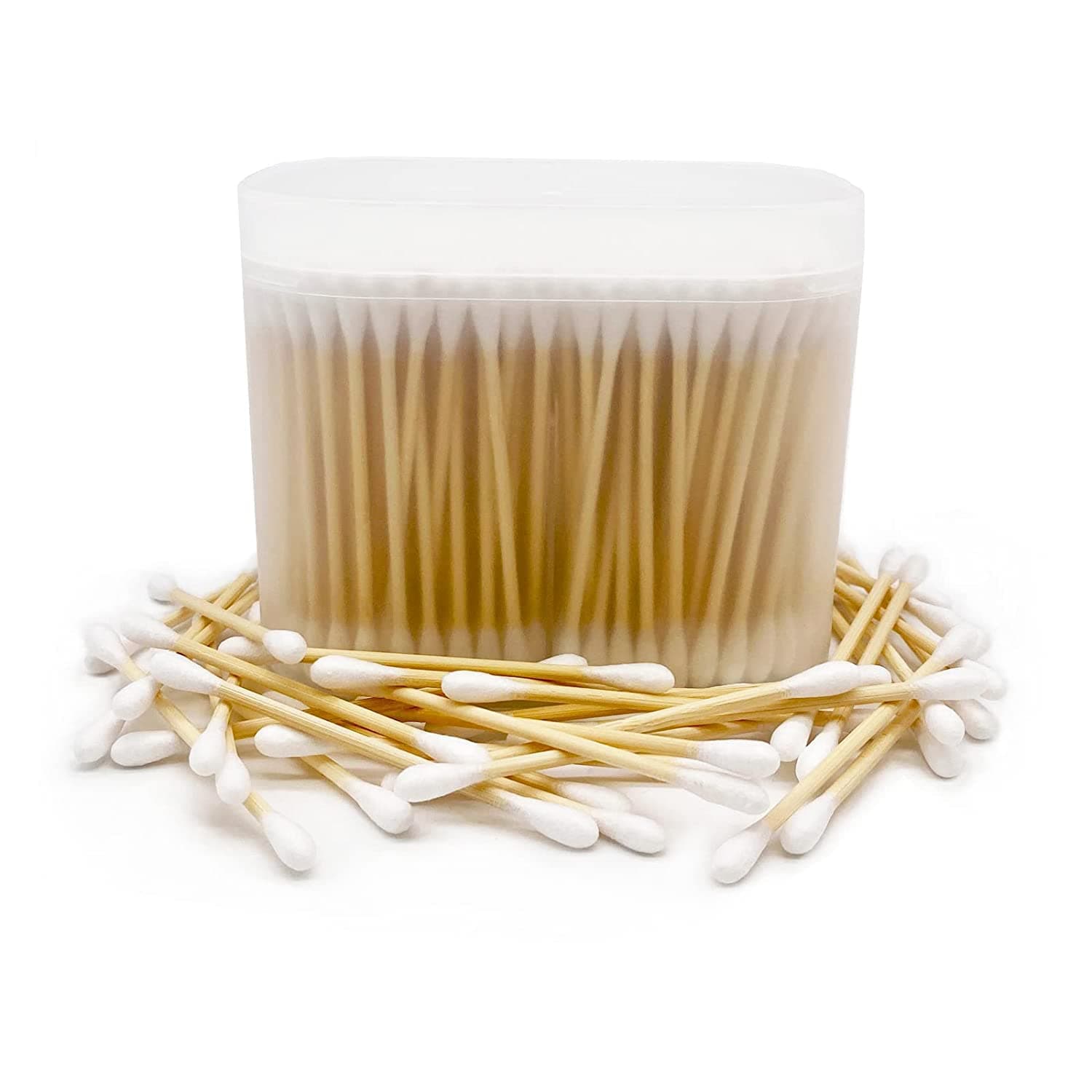 1000pcs Bamboo Cotton Swabs, Biodegradable Wooden Cotton Buds