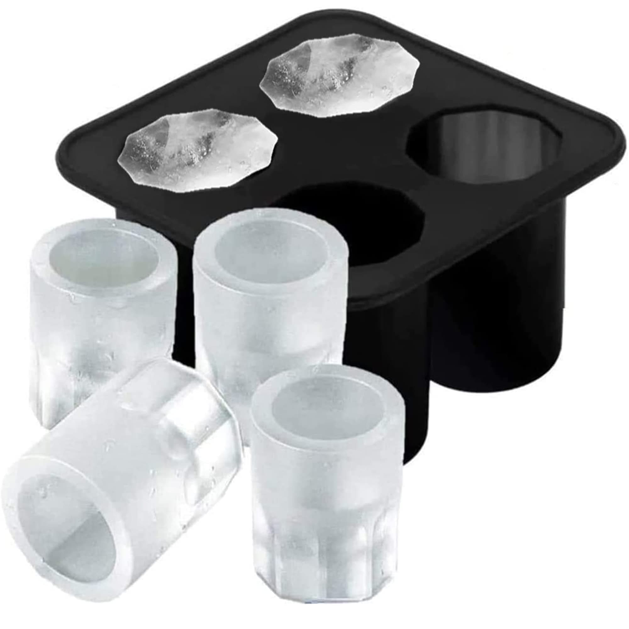 Silicone Shot Glass Mold Frozen Whiskey Glass Ice Cubes Ice Tray – 4 Nice 2” x 1.5” Round Ice Cups