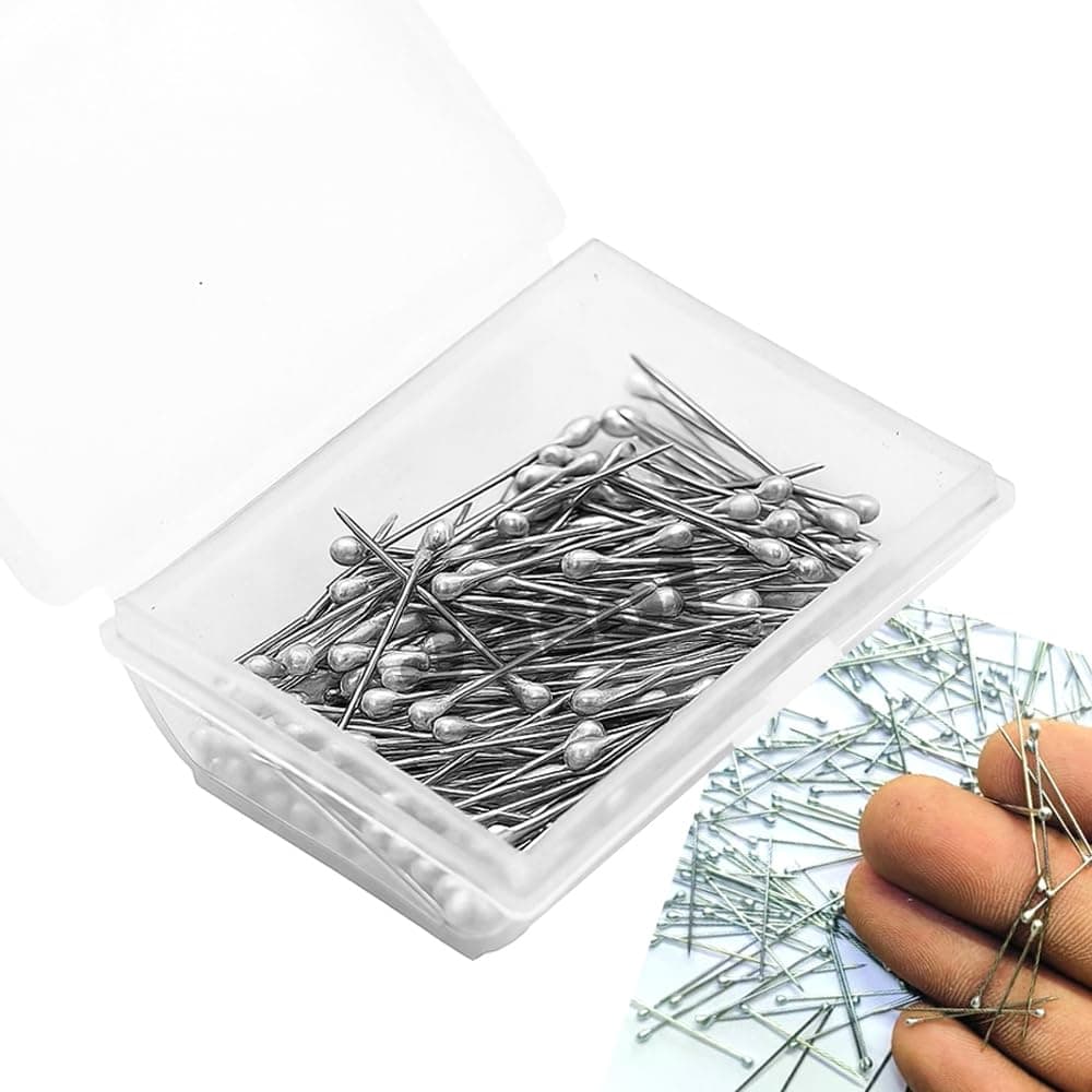 Sewing Head Pins 2.5cm – Pack of 300 with Plastic Storage Box – Stainless Steel Straight Pins for Dressmaking, Fine Satin, Fabric Sewing, Crafts & Jewelry Making – Rust-Resistant Tailoring Tools