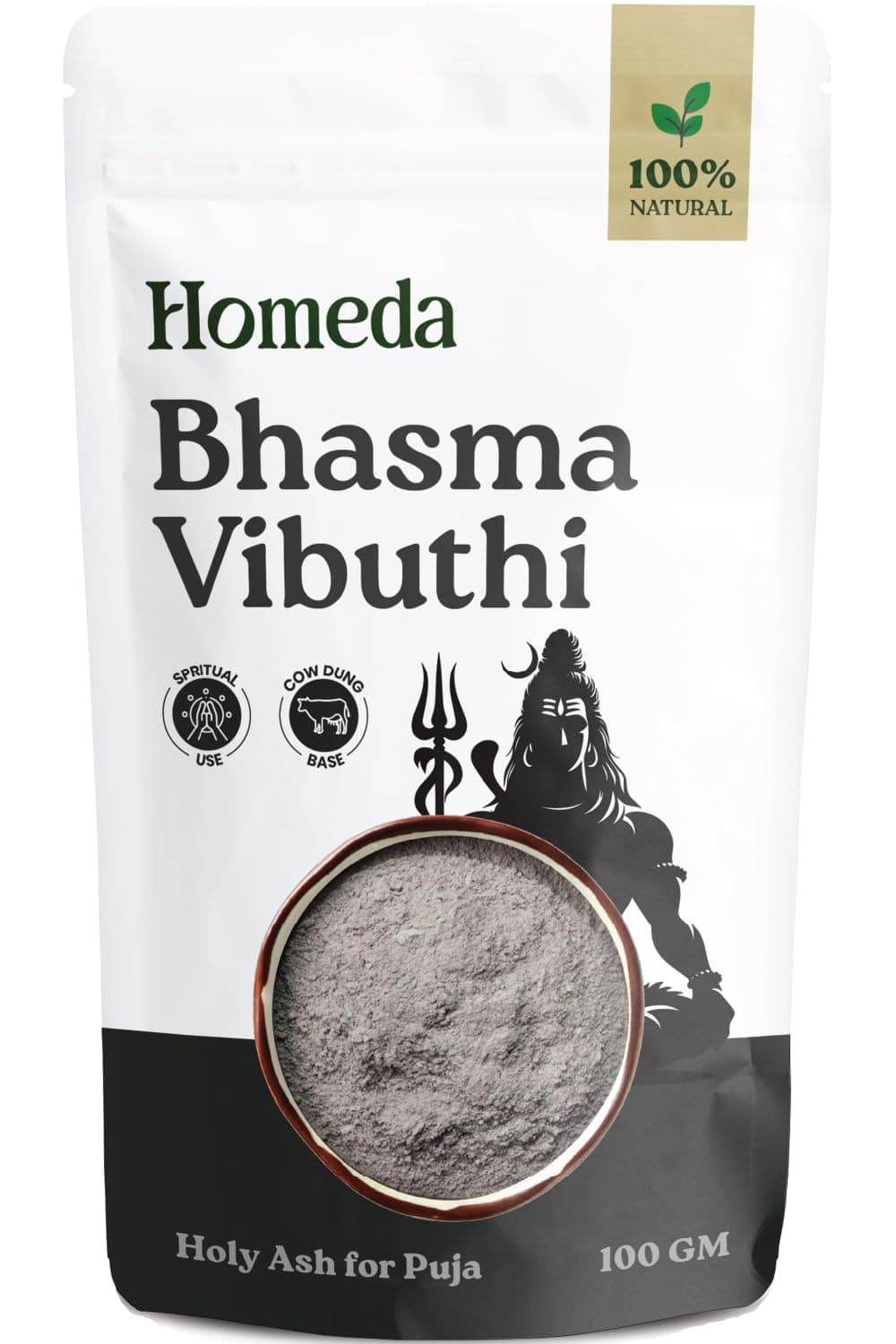 Shudh Online Vibhuti Bhasma, Vibuthi Pure Powder - Holy ash (100 Grams), Thiruneeru, Shiva Viboothi, Vibhooti, Bibhuti