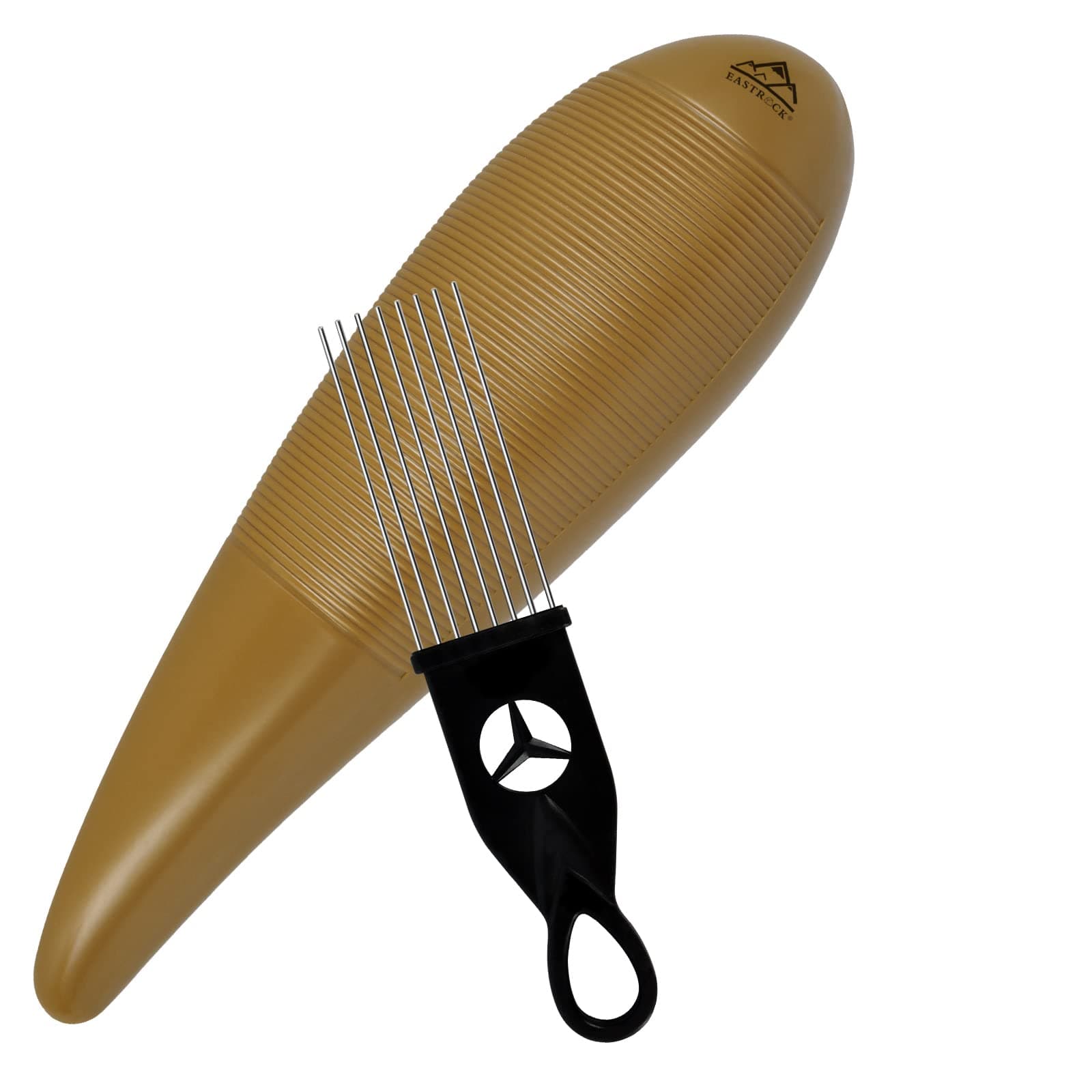EASTROCK Guiro Instrument 3.3"x12" Fish Shaped Latin Percussion Instrument with 1 Scraper Musical Training Tool for Beginners and Professional Band Accompaniment Brown
