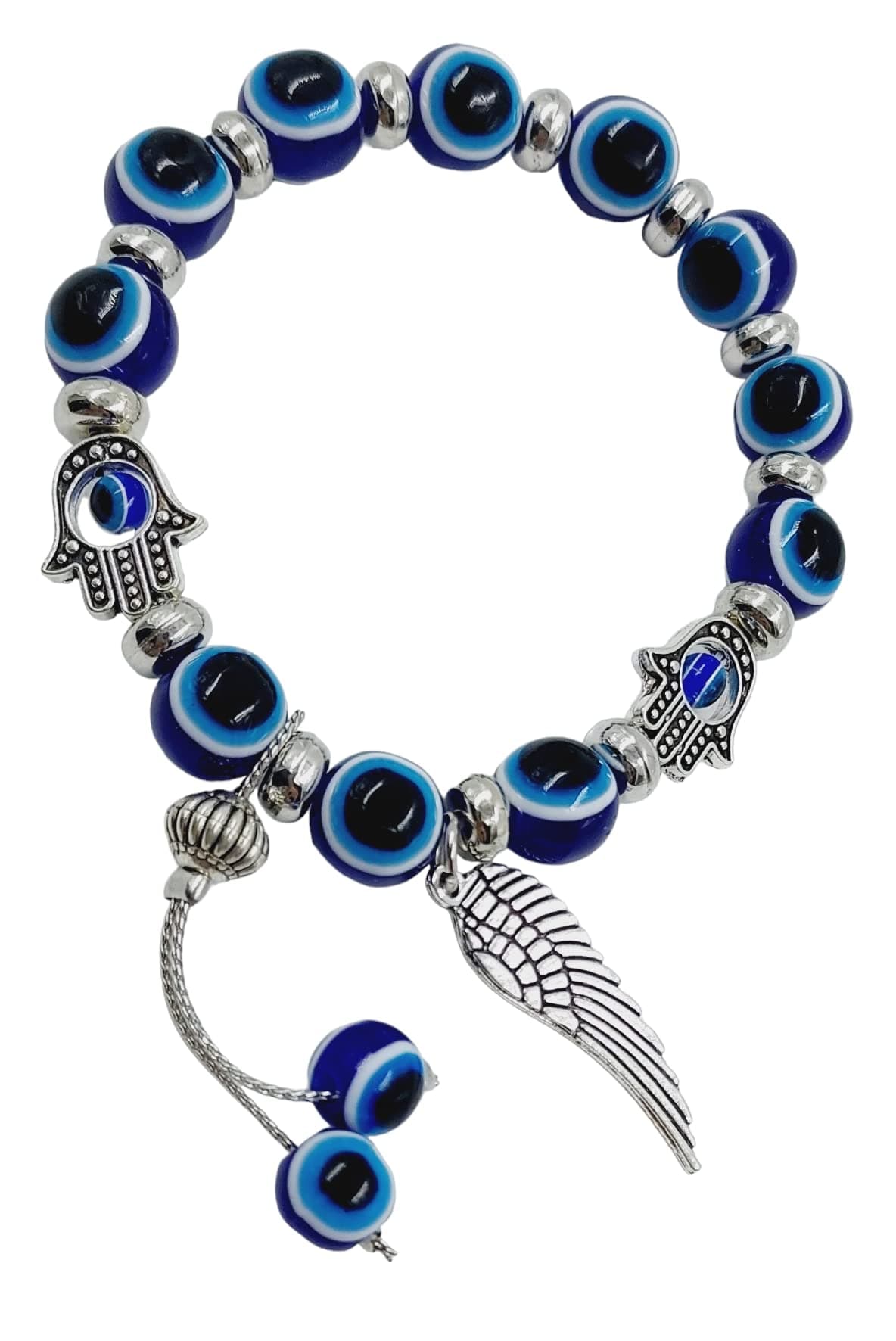 ARTISKRITI Evil Eye Bracelets for Women, Nazariya Bracelet for Girls, Nazar Battu Bracelet with Charms for Good Luck and Prosperity (Angel Feather)