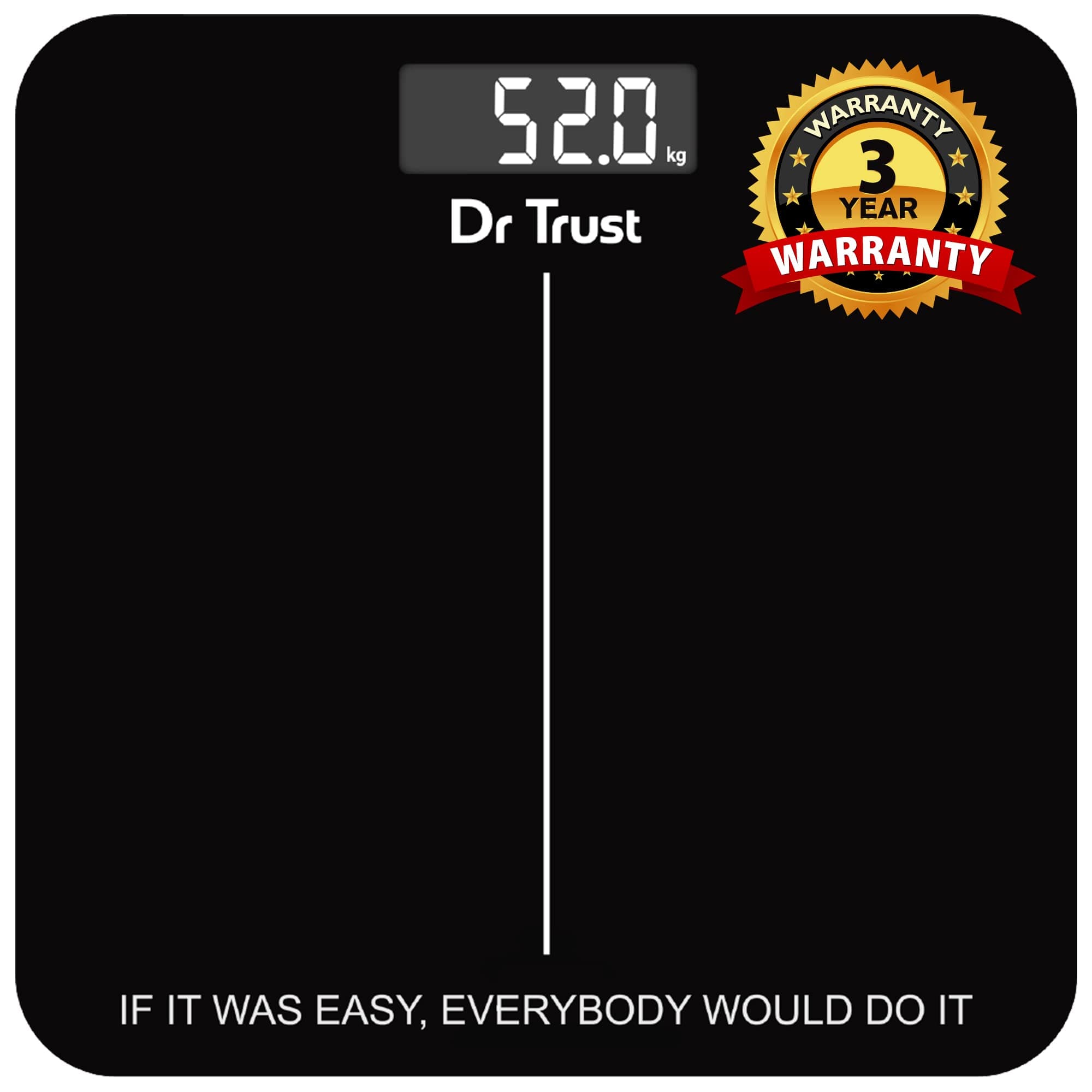 Dr Trust USA Inspire Digital Electronic Weight Machine, CE approved with 3 Years Warranty, For Human Body 180Kg Capacity, Tempered Glass, LCD Display Personal Weighing Scale - 523 (Black)