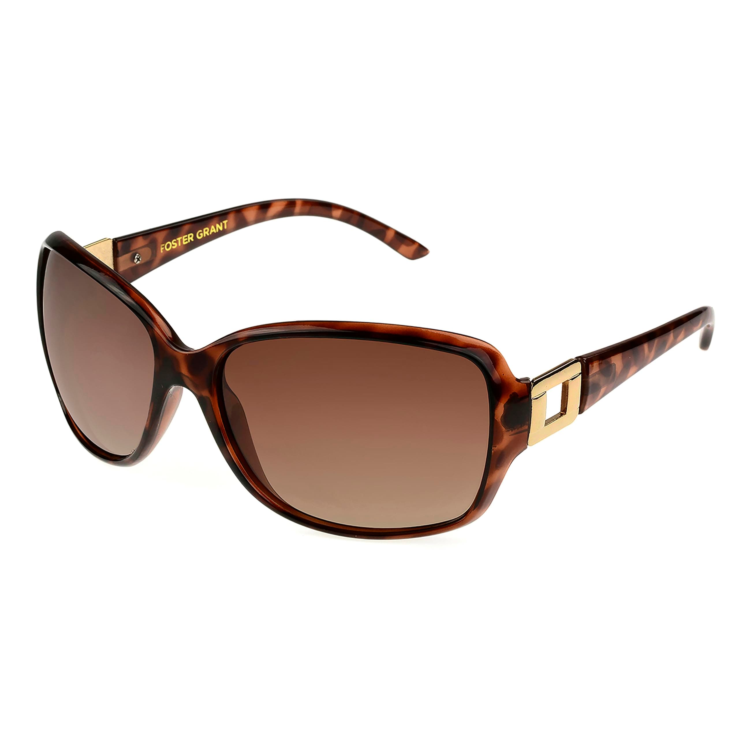 Foster Grant Women's Poppet Rectangular Sunglasses, Tortoise, 61.2 mm