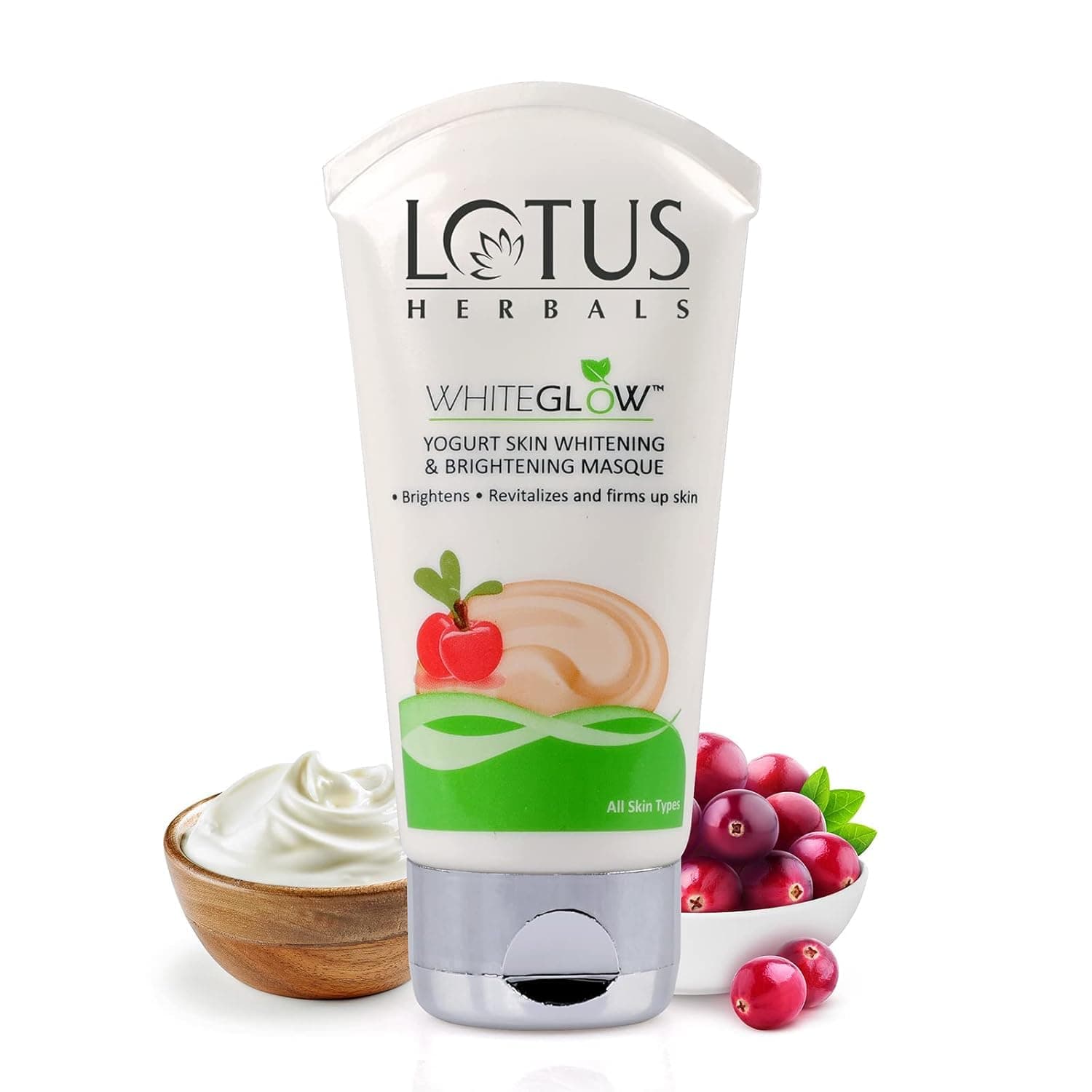 Lotus Herbals WhiteGlow Yogurt Skin Whitening and Brightening Masque | Anti-Ageing, Eliminates Dead Flakes | Disinfecting Pores | For Women and Men | 80g
