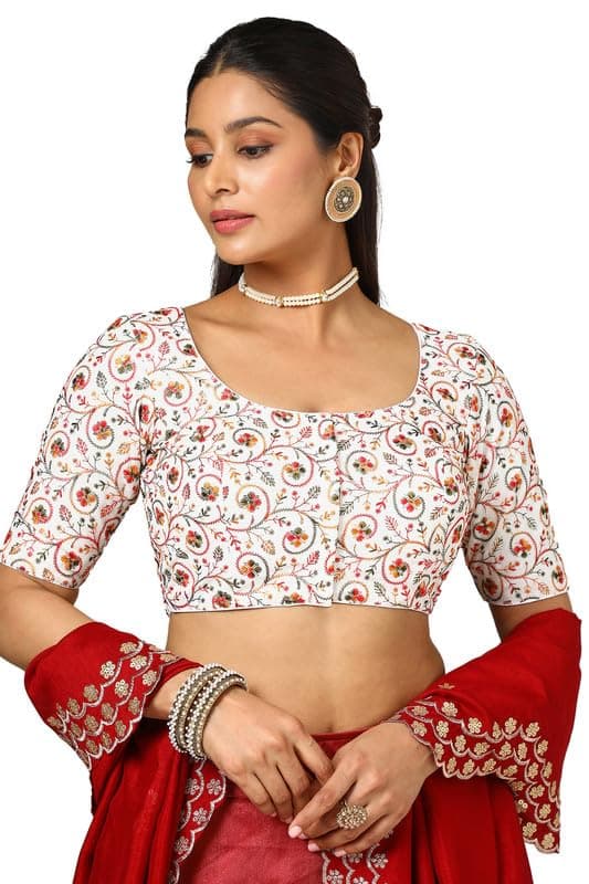 Soch Womens Maroon Georgette Embroidered Blouse with Sequins