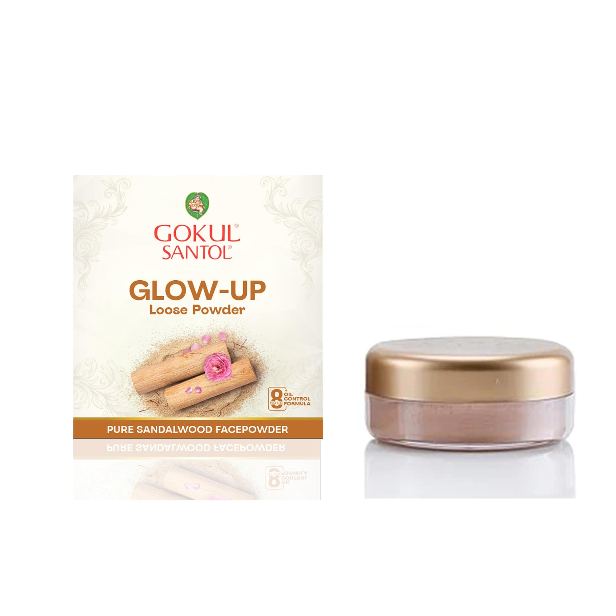 Gokul Santol Pure Sandalwood Glow-Up Loose Powder - Flawless Skin, Blemish-Free Coverage for All Skin Types | 10g | Mattifying, Refreshing, Soothing, Brightening Formula
