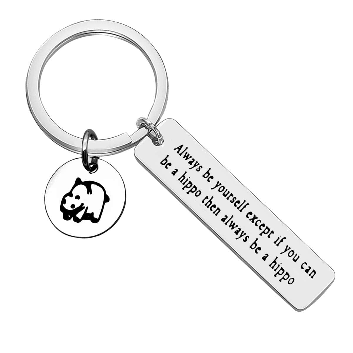 Inspirational Keychain Gifts Always Be Yourself keychain Hippo Keychain Encouragement Keychain Gifts Hippo Lover Gift Graduation Gift Birthday Gift Motivational Keychain
