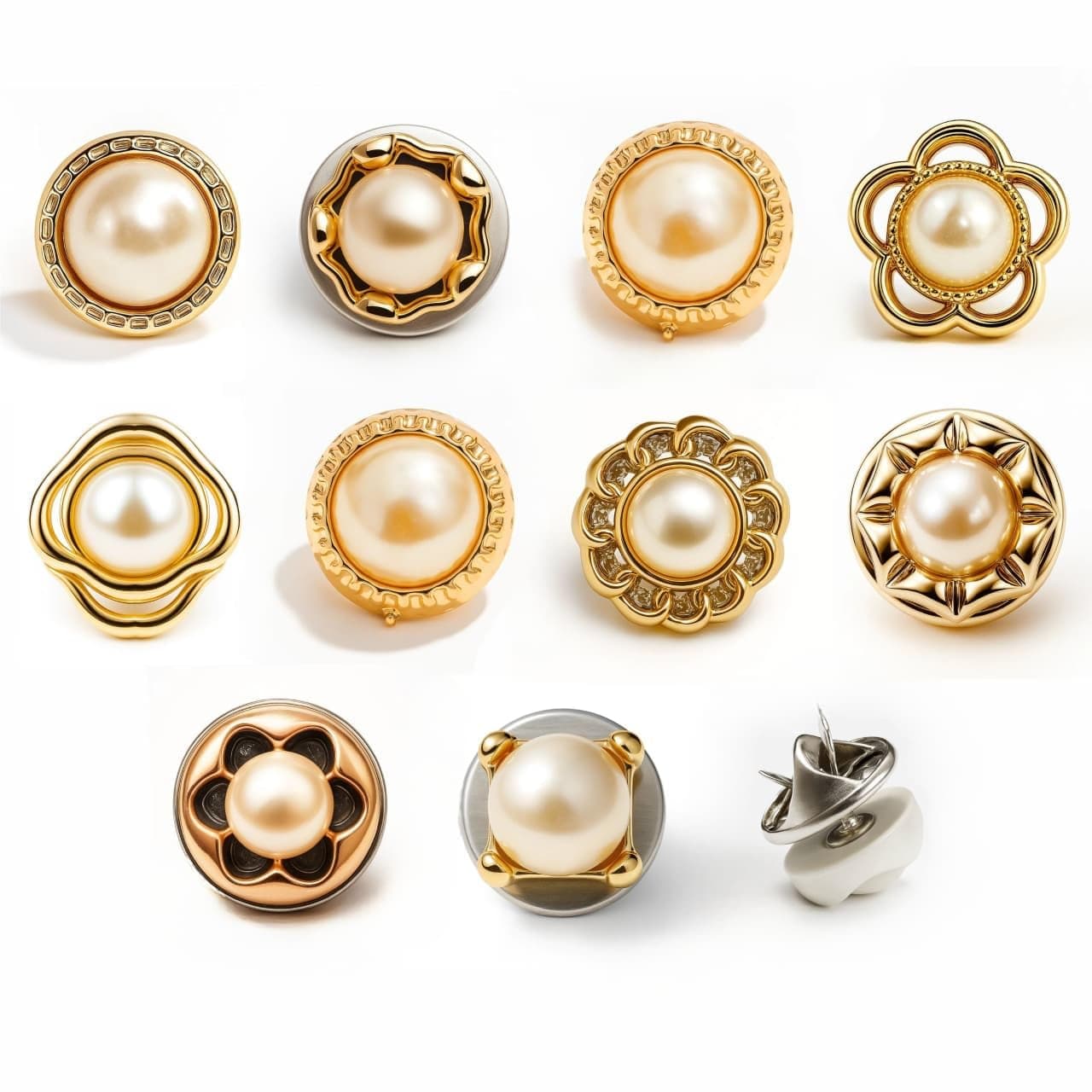 FITVERT Safety Buttons for Women Shirt Brooch Button Covers Pearl Safety Brooch Pins button's for Shirts Instant Button for Clothes Bags Sweater Hats Shawl etc - 10 pcs