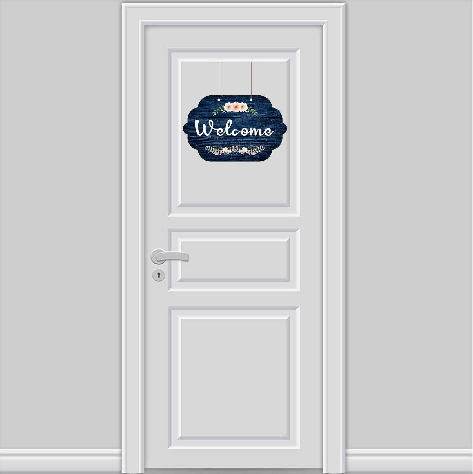 KREEPO Beautiful Floral Printed Welcome Wooden Wall Or Front Door Hanging Sign Board for Home Décor Size (11.5inchesx7inches)