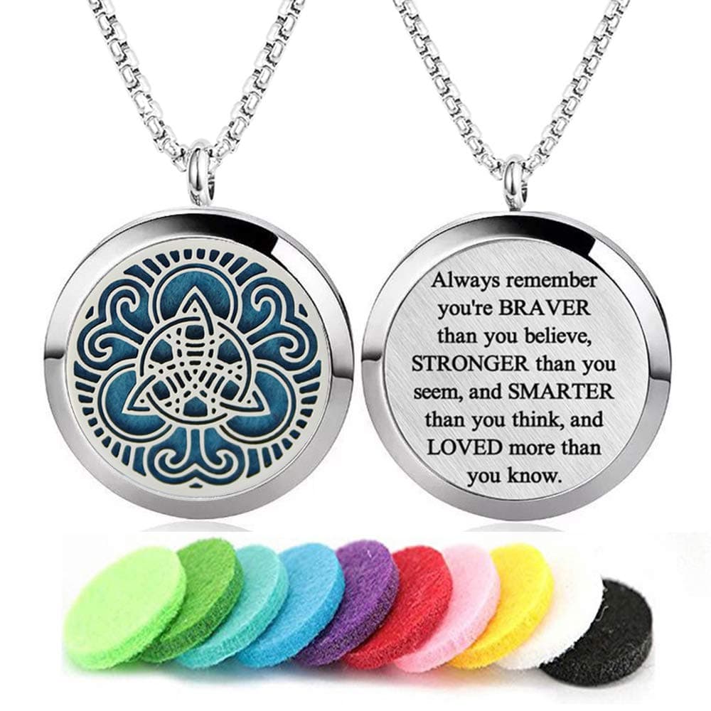GFONDINGD Stainless Steel Aroma Therapy Aromatherapy Essential Oil Diffuser Necklace Locket Pendant