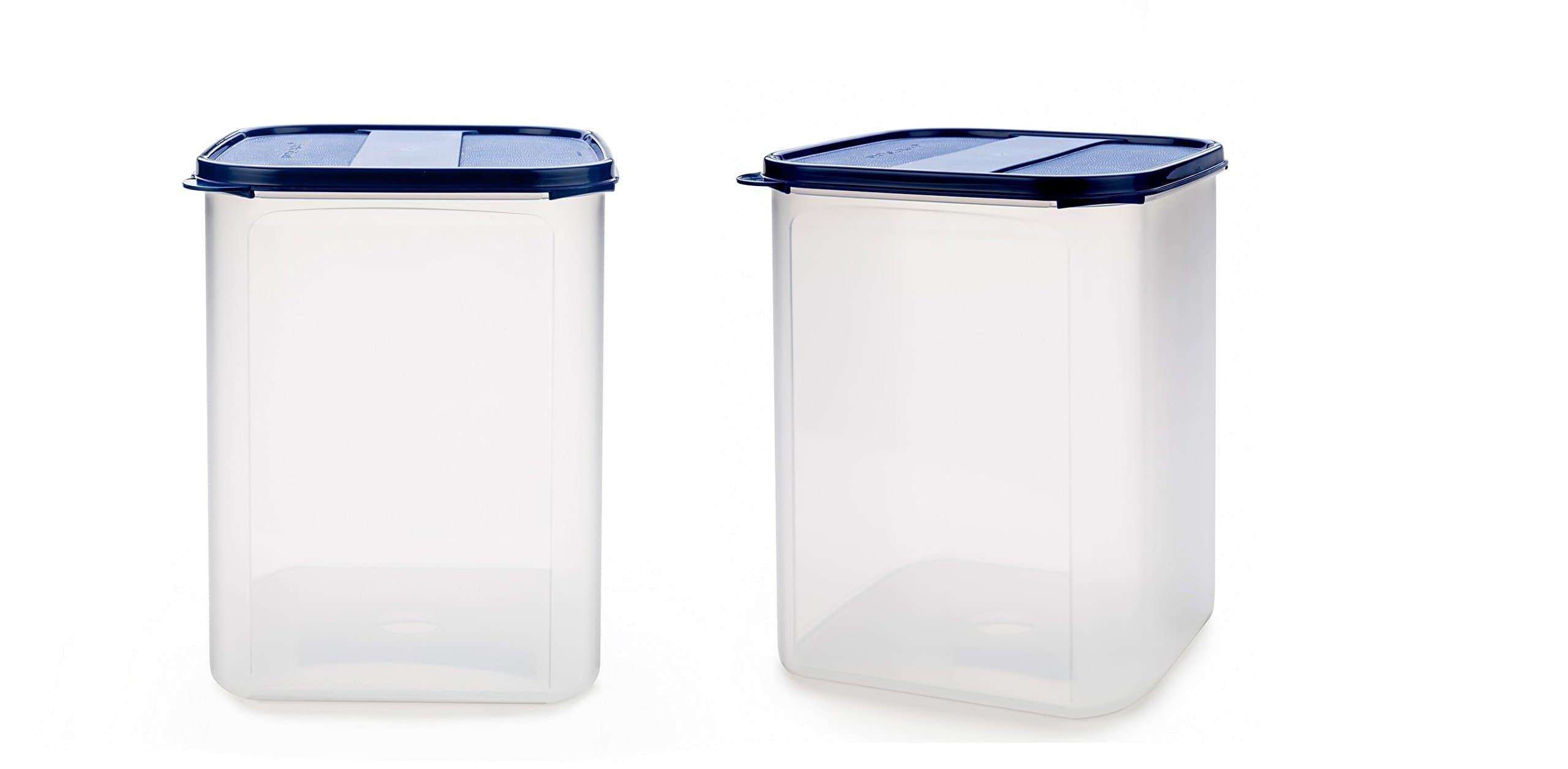 Signora Ware 6.5 Litres Modular Storage Container With Lid | Food Grade Bpa-Free Plastic Jar Boxes | Freezer Microwave Safe Leak-Proof | Spices Atta Grains Organizers (Square 6500Ml | Set 2 Mod Blue)