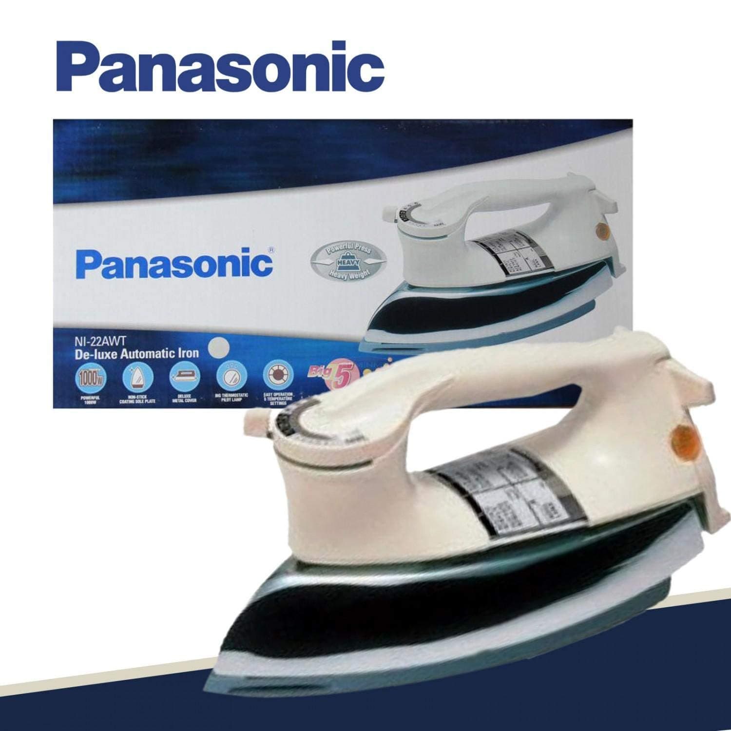 Panasonic HEAVY WEIGHT IRON 22AWT, 1000 watts, Stainless Steel