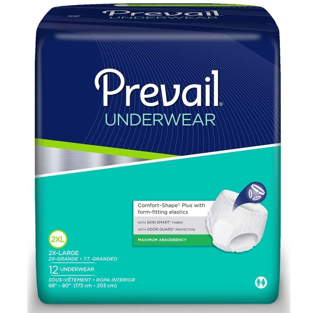 2X- Large 68 - 80 , 48 : Prevail Maximum Absorbency Underwear, 2X-Large, Case/48 (4/12s)