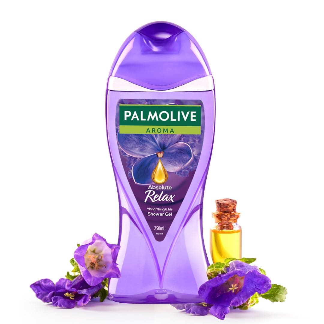 Palmolive Aroma Absolute Relax Body Wash, Gel Based Shower Gel with 100% Natural Ylang Ylang Essential Oil & Iris Extracts - pH Balanced, No Parabens, No Silicones, 250ml Bottle