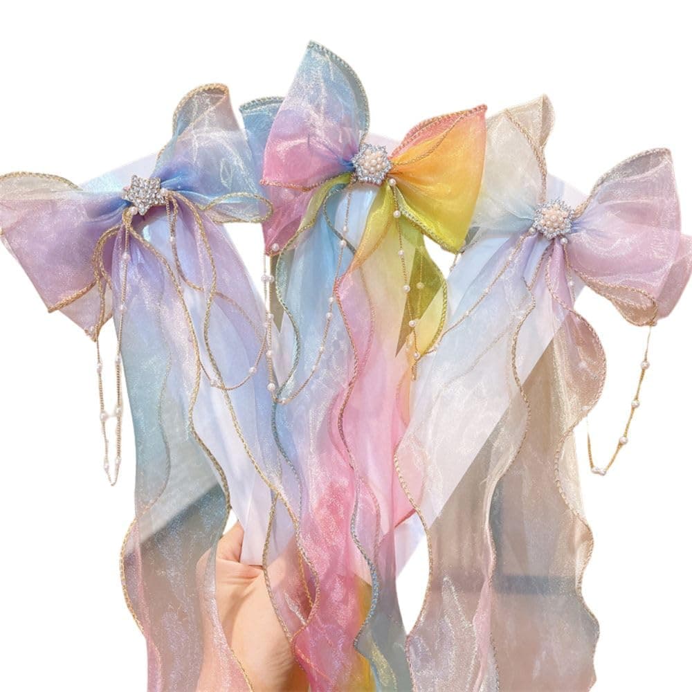 Samyak 3 Pcs Beautiful Princess Bow Hair Clip | Girls Hair Accessories | Braided Hair Pins | Kids Girls Women Ribbon Bows | Hair Barrettes For Kids Girls Women, Multicolor