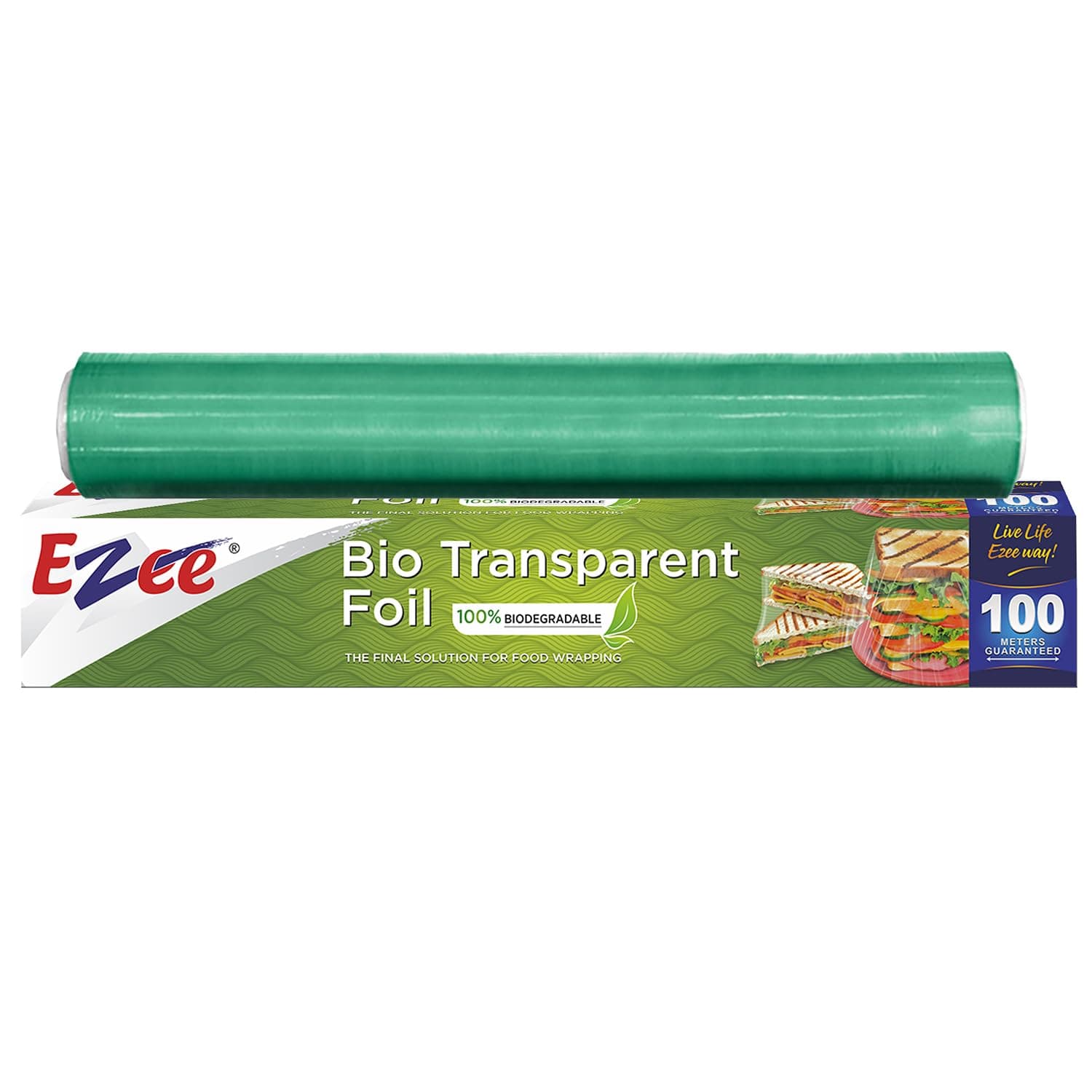 Ezee 100M Cling Film Wrap 12 Inches, Eco Friendly, BPA-Free Food Wrap, Non-Stick, Microwave Safe, Multipurpose Plastic Wrap for Food Storage, Packing, Freezer, Cooking & Serving (Pack of 1)