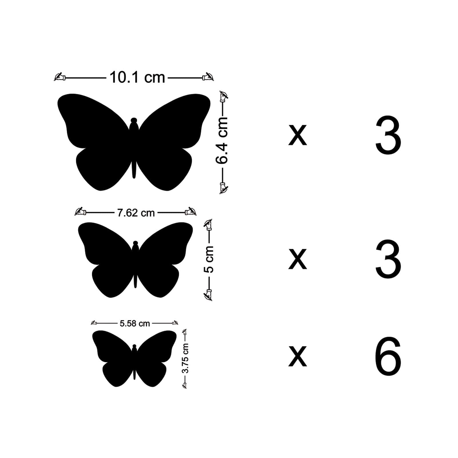 Wall1ders 12 Butterflies 3 Size Mirror Stickers for Wall Decor - Acrylic Stickers for Hall Room, Bed Room, Kitchen