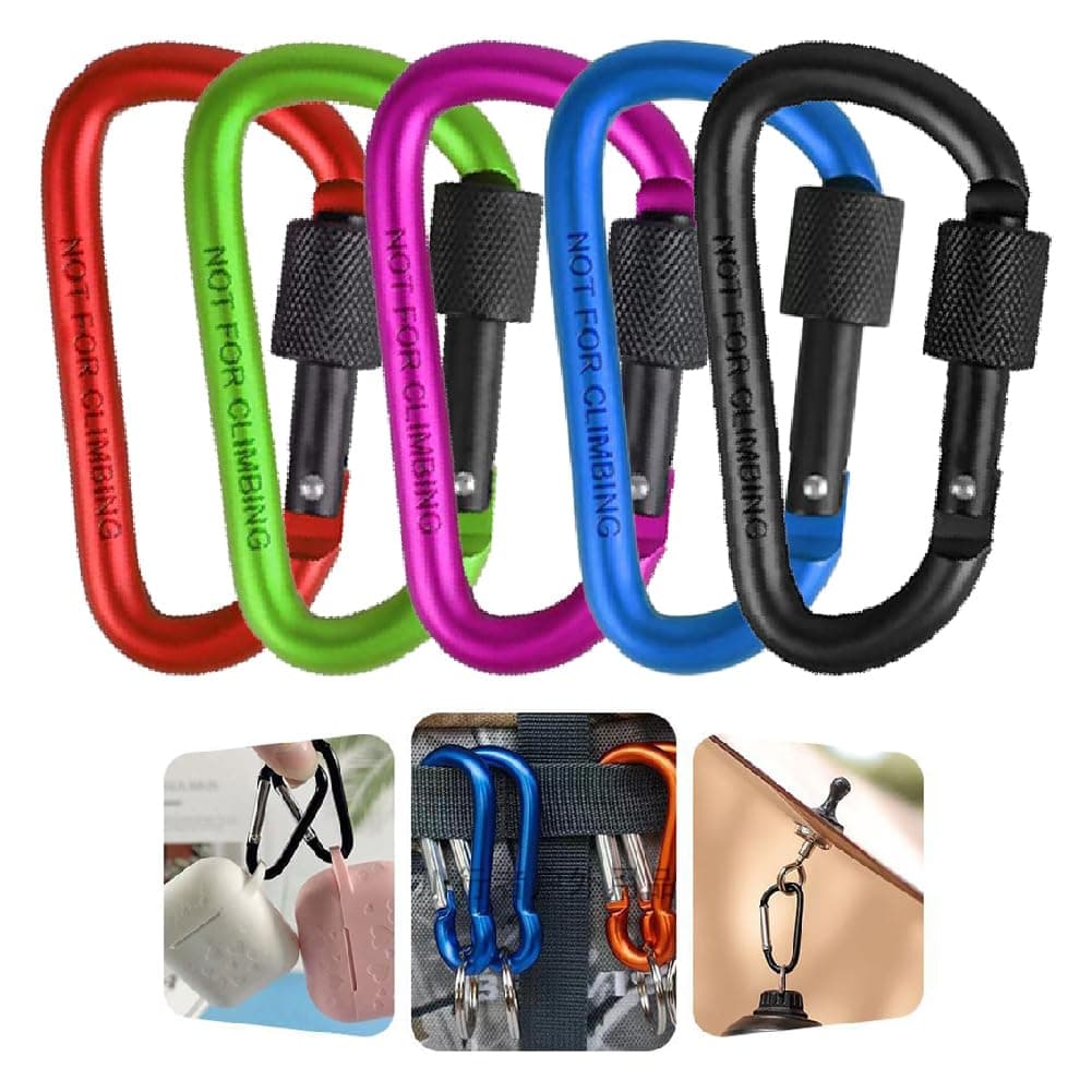 Gozaqe Aluminium Carabiner Ring Clip Hook Keyring,D Ring,Spring Snap Hook