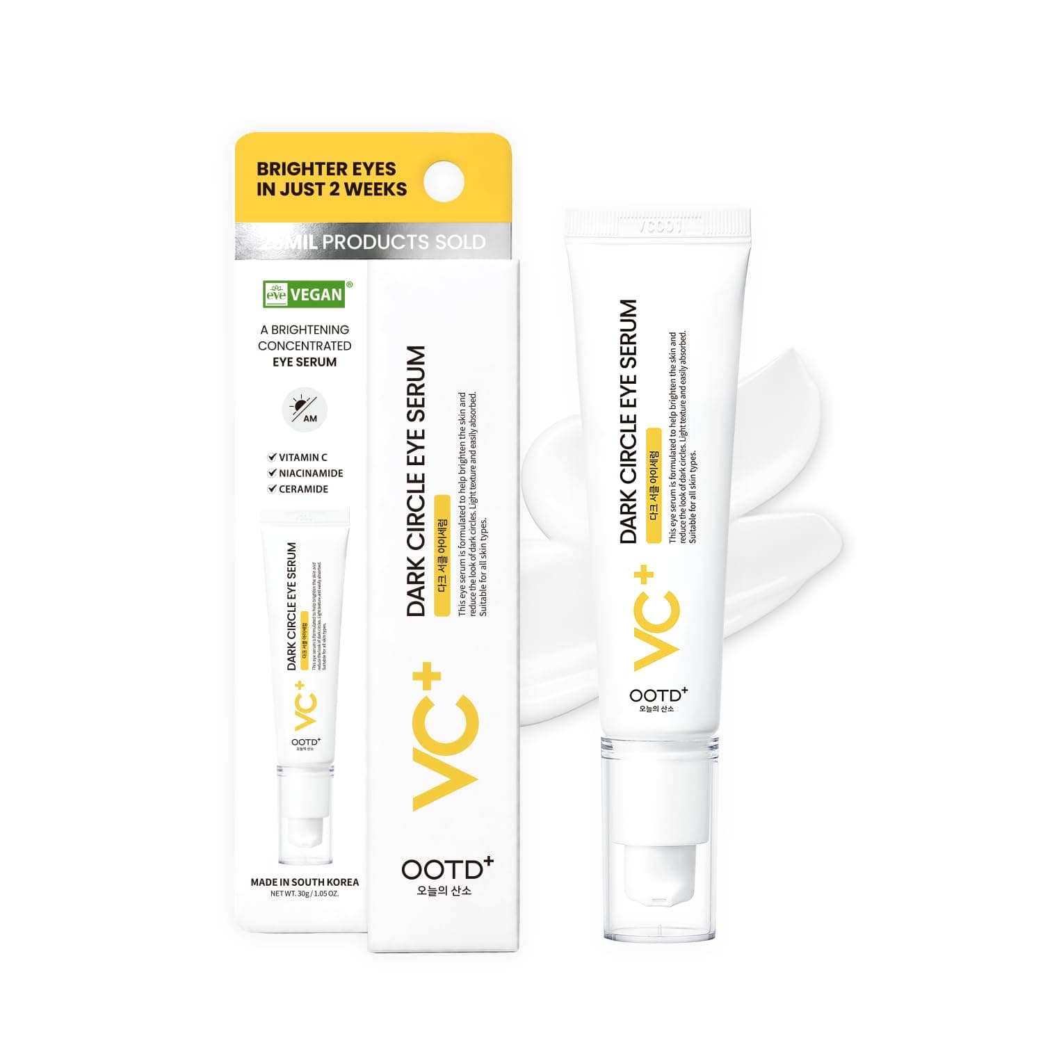 OOTD Eye Serum with Vitamin C, Niacinamide, Ceramide [ 30 g ] Korean Dark Circle Under Eye Treatment for Men and Women, Sensitive Kbeauty Face and Skin Care by Oxygen of the Day