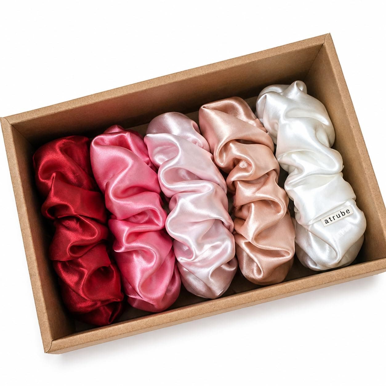 Atrube's Premium Satin Silk Scrunchies For Women And Girls Set Of 5 for Less Hairfall Hairbands Rubber Band standard sized Scrunchy For Girls Best Gift For Mom, Sister And Girlfriend