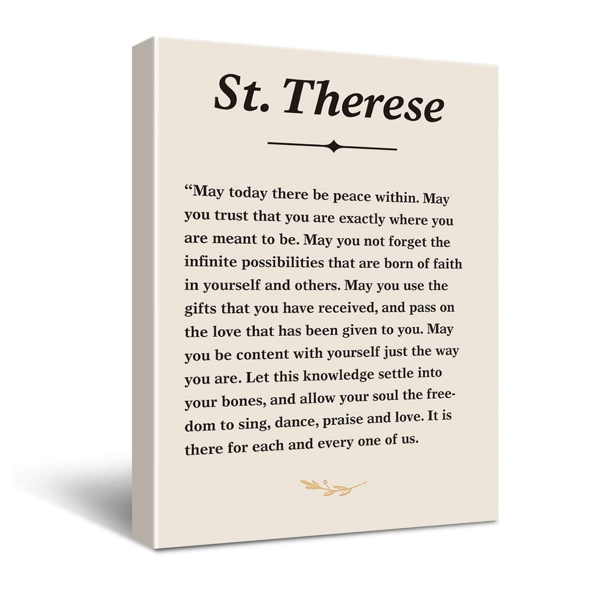 Hijie Inspirational St. Teresa Quote May Today There be Peace within Poster Canvas Art Painting Ready to Hang for Living Room/Bedroom Decor - Saint Teresa Quote Wall Art - 12x15 Inch