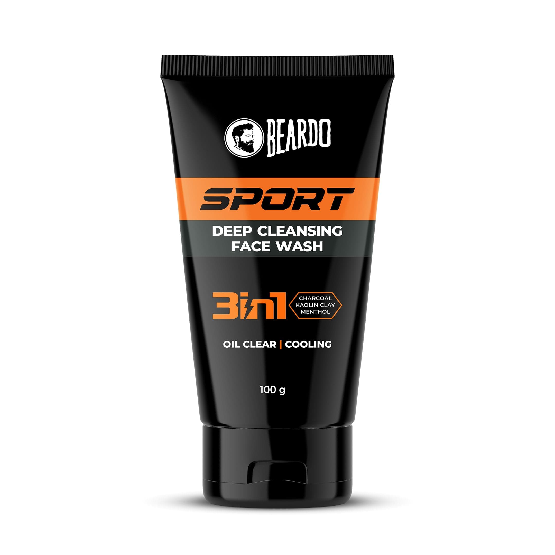 Beardo Sports Face Wash for Men- 100g | Dirt & Oil Control | Menthol Cooling & Refreshing Cleanser | Face wash for Oily skin | Face wash Suitable for all Skin types