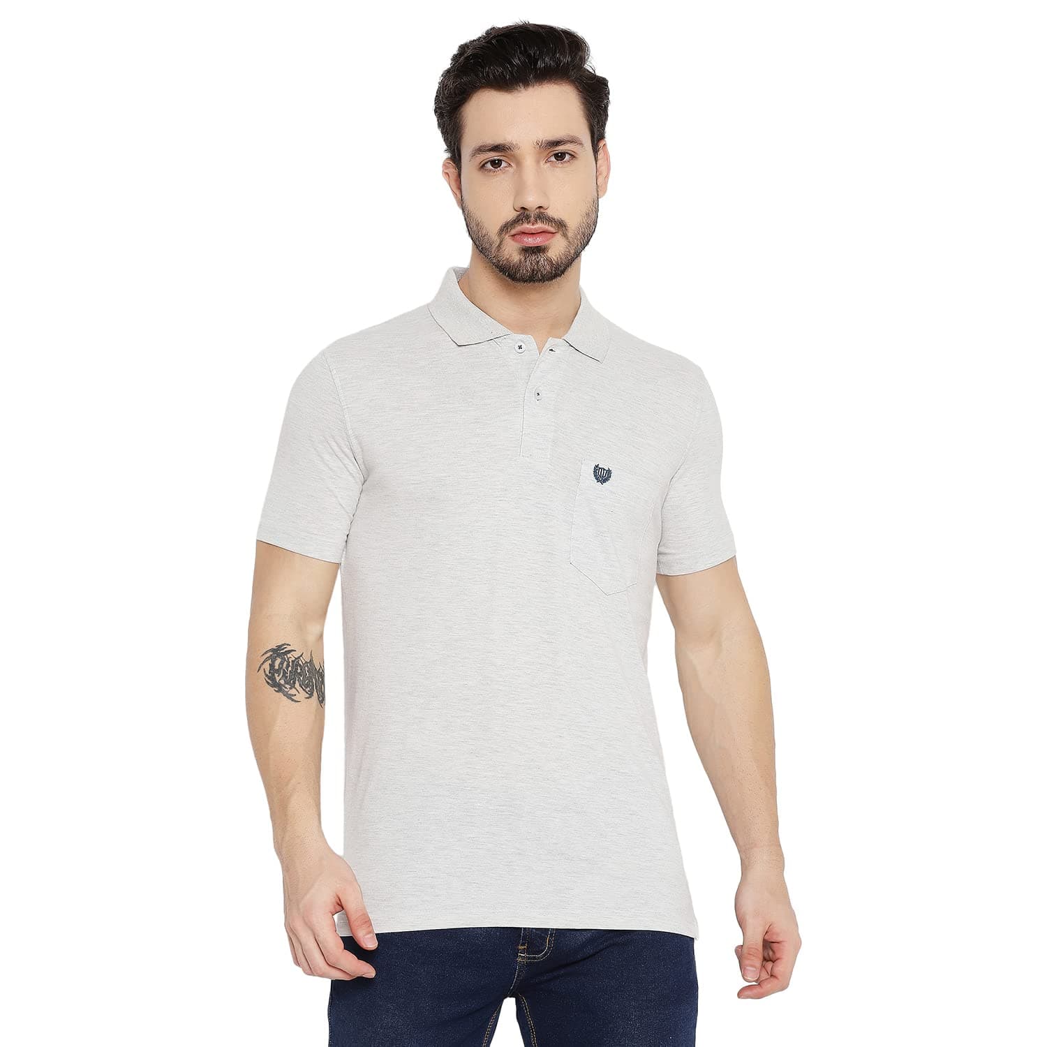 Duke Stardust Men Half Sleeve Cotton T-Shirt (MSD43_L.Grey Melange_L)