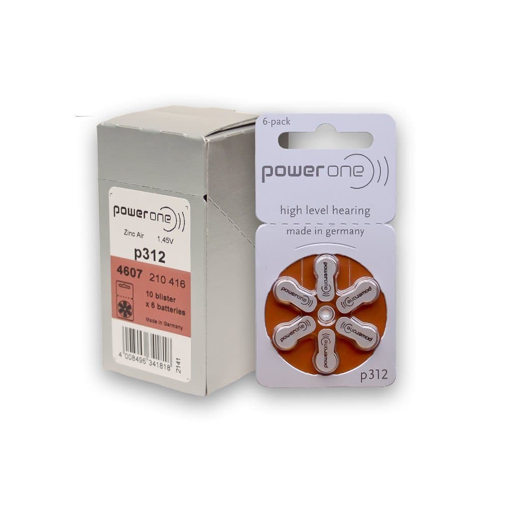 POWER ONE HEARING AID BATTERY SIZE 312 -PACK OF 60 BATTERIES