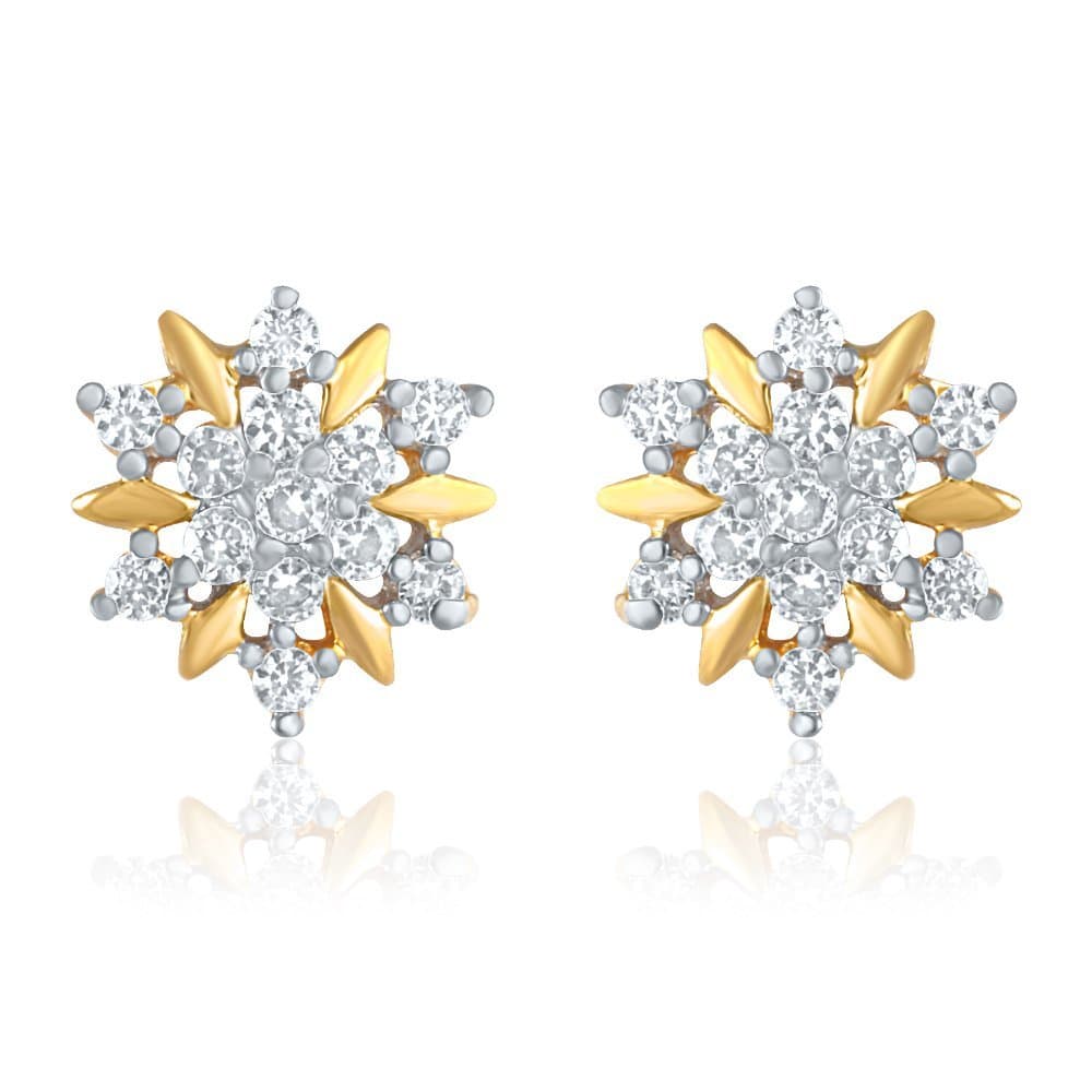 Mahi Gold Plated White Cubic Zirconia Floral Stud Alloy Earings for Women ER1109175G