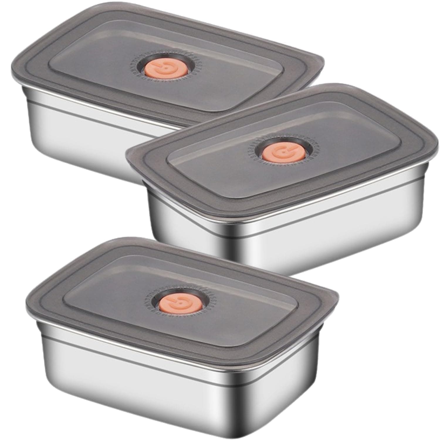 EVIRA Fridge Storage Box 316 Stainless Steel Food Storage Containers | Food Grade, Leakproof Kitchen Organizer | Freshness Locking, Microwavable & Freezer Safe (1200 ML - 3 PCs)