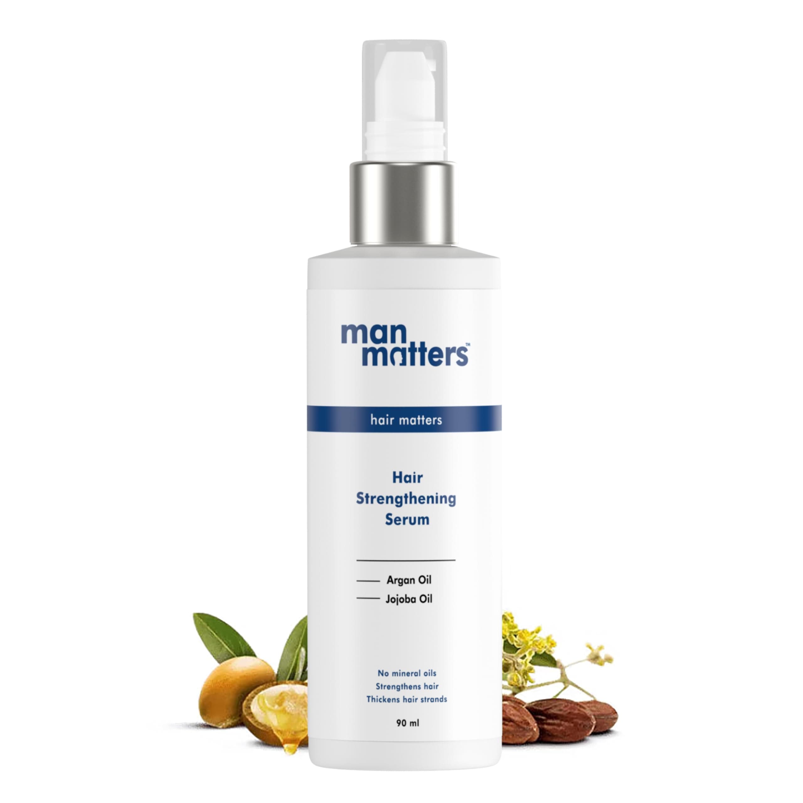 Man Matters Hair Serum for Men With Jojoba and Argan oil | For Silkier, Shinier, Smoother & Frizz Free Hair | Instant Shine & Smoothness | Non Sticky Hair Serum | 90ml