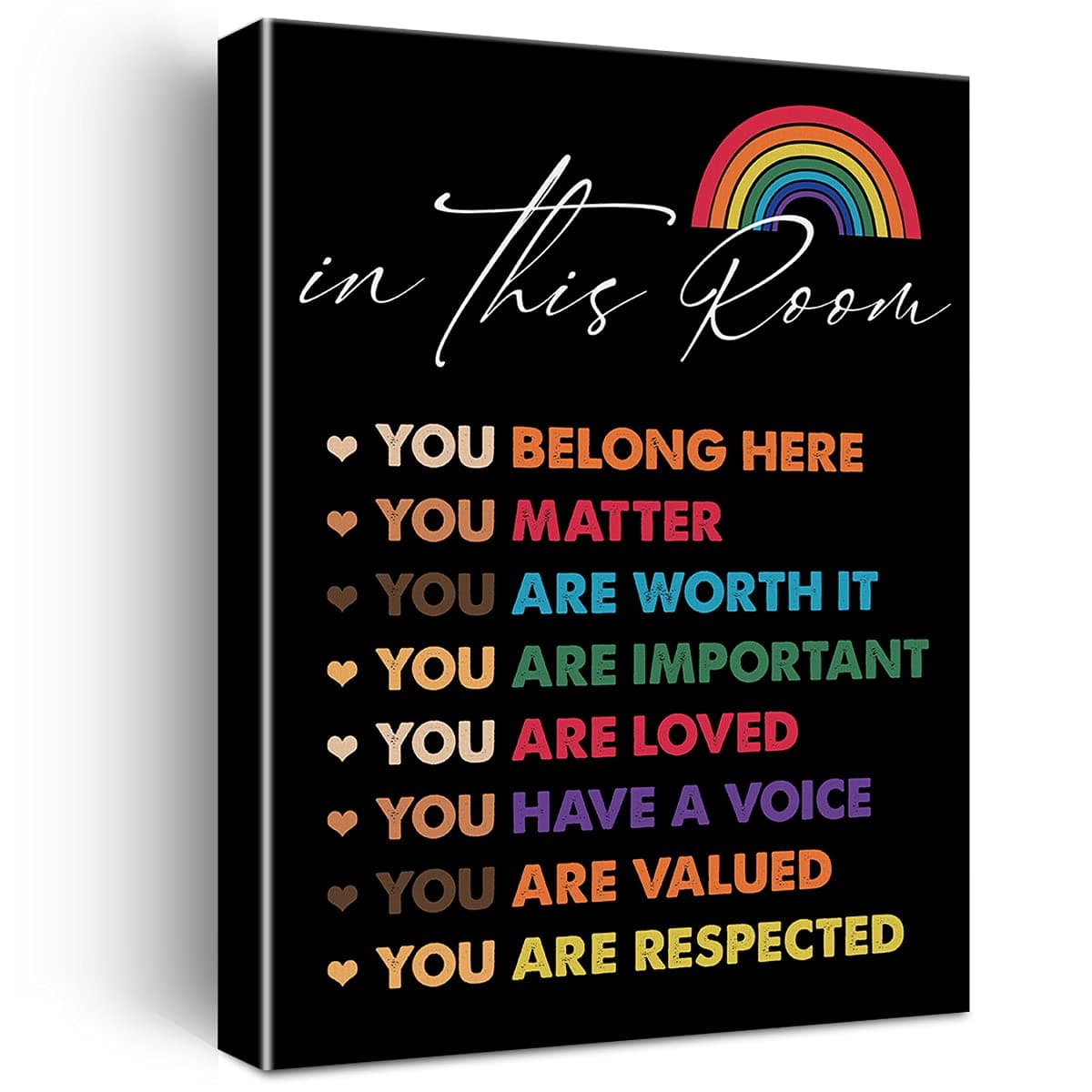 in This Room You are Canvas Wall Art Motivational Quotes Rainbow Canvas Print Colourful Positive Canvas Painting Office Classroom Wall Decor Framed Gift 12x15 Inch