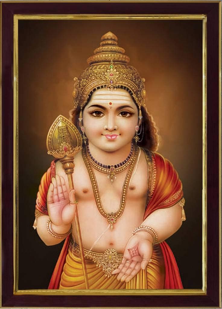 SAF paintings Lord Murugan Swamy Kartikey SAFR6591 Sparkle Coated Digital Print Painting (13.25 inch x 9.25 inch) SAFR6591