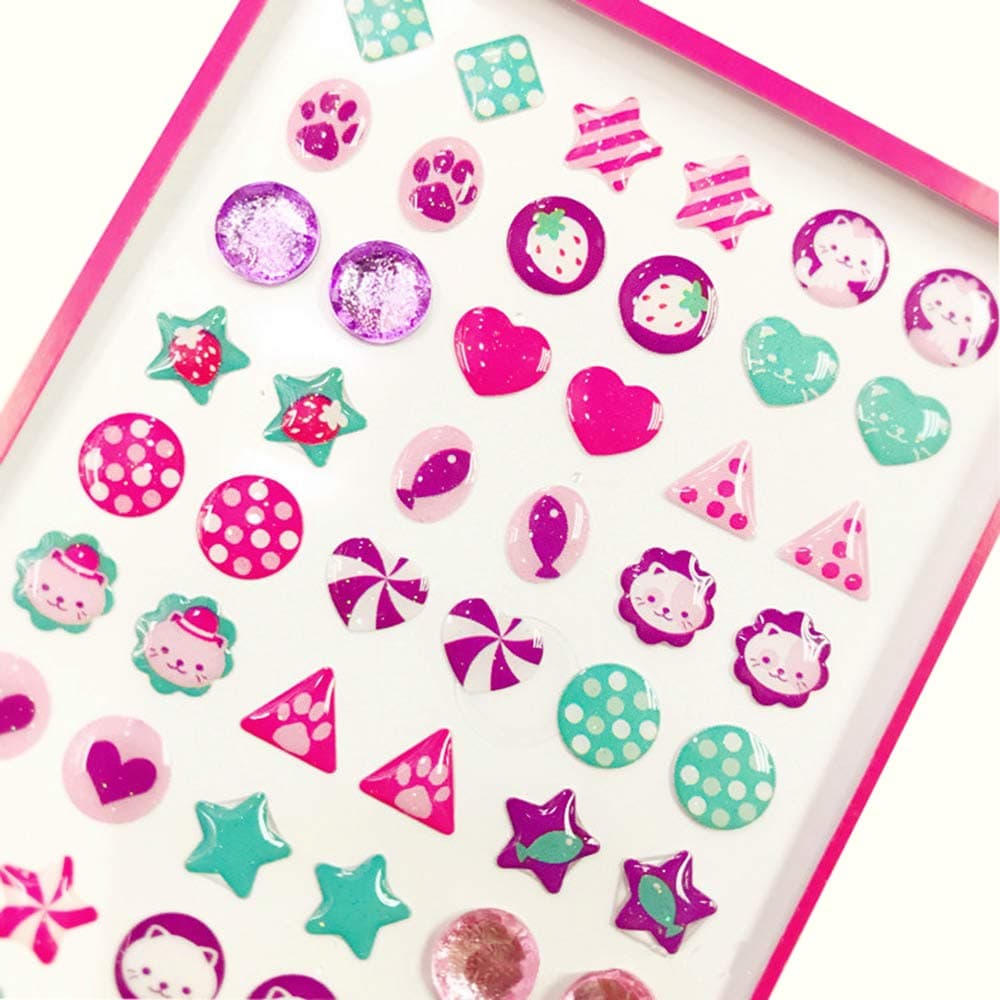 Augsun 240 Piece 3D Gems Sticker Earrings for Girls - Self-Adhesive Glitter Craft Crystal Stickers